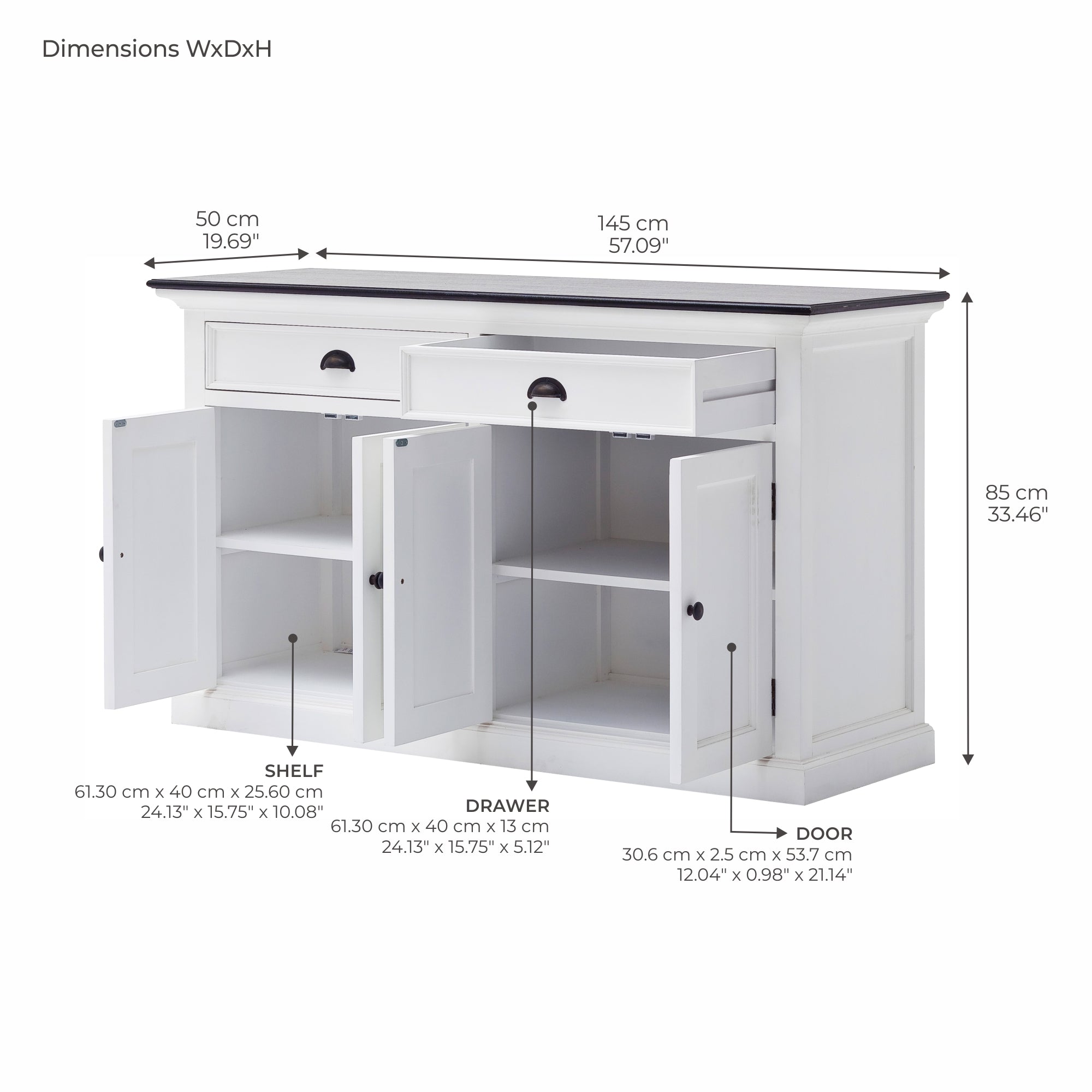 Halifax Contrast Buffet - White with Black Top