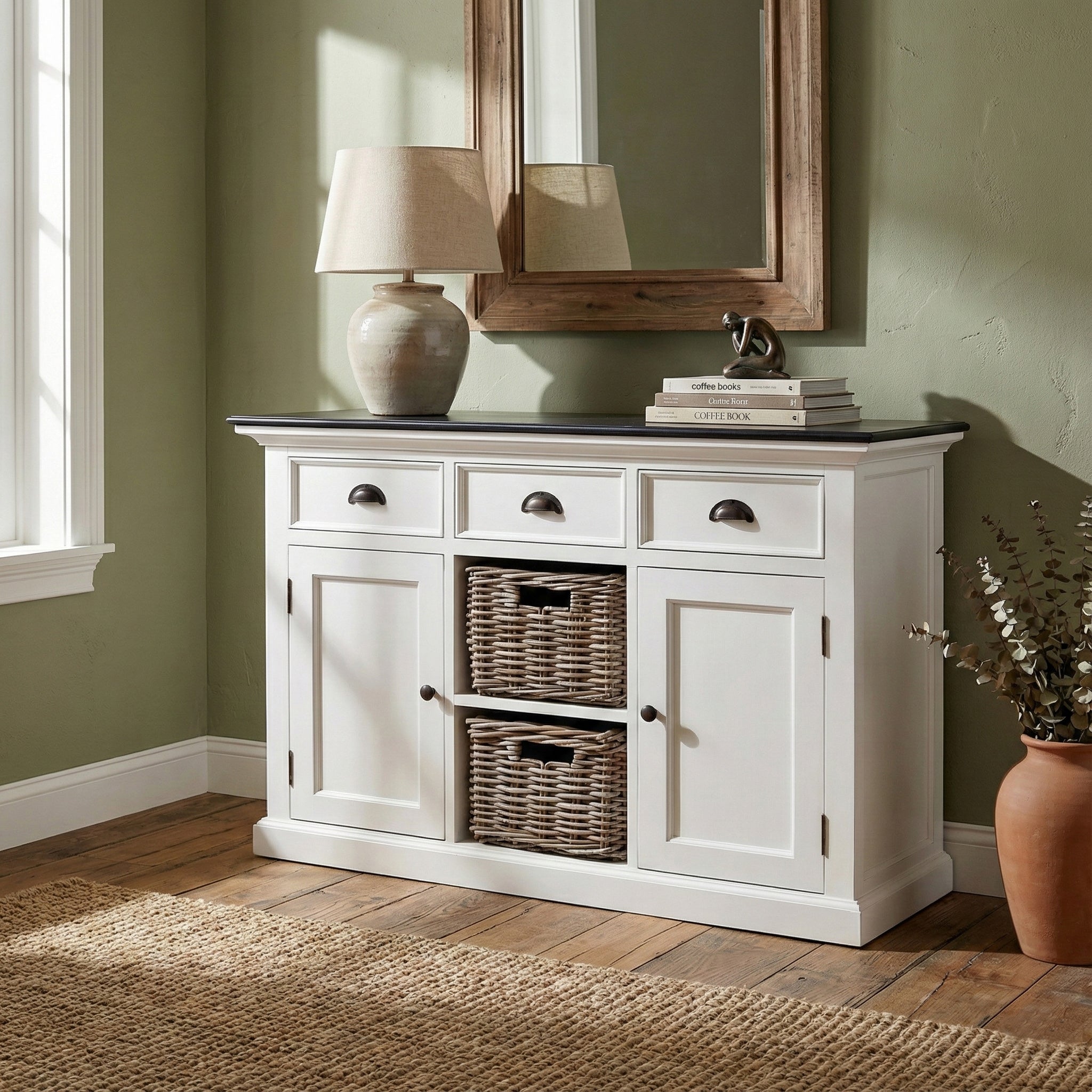Halifax Contrast Buffet - White with Black Top