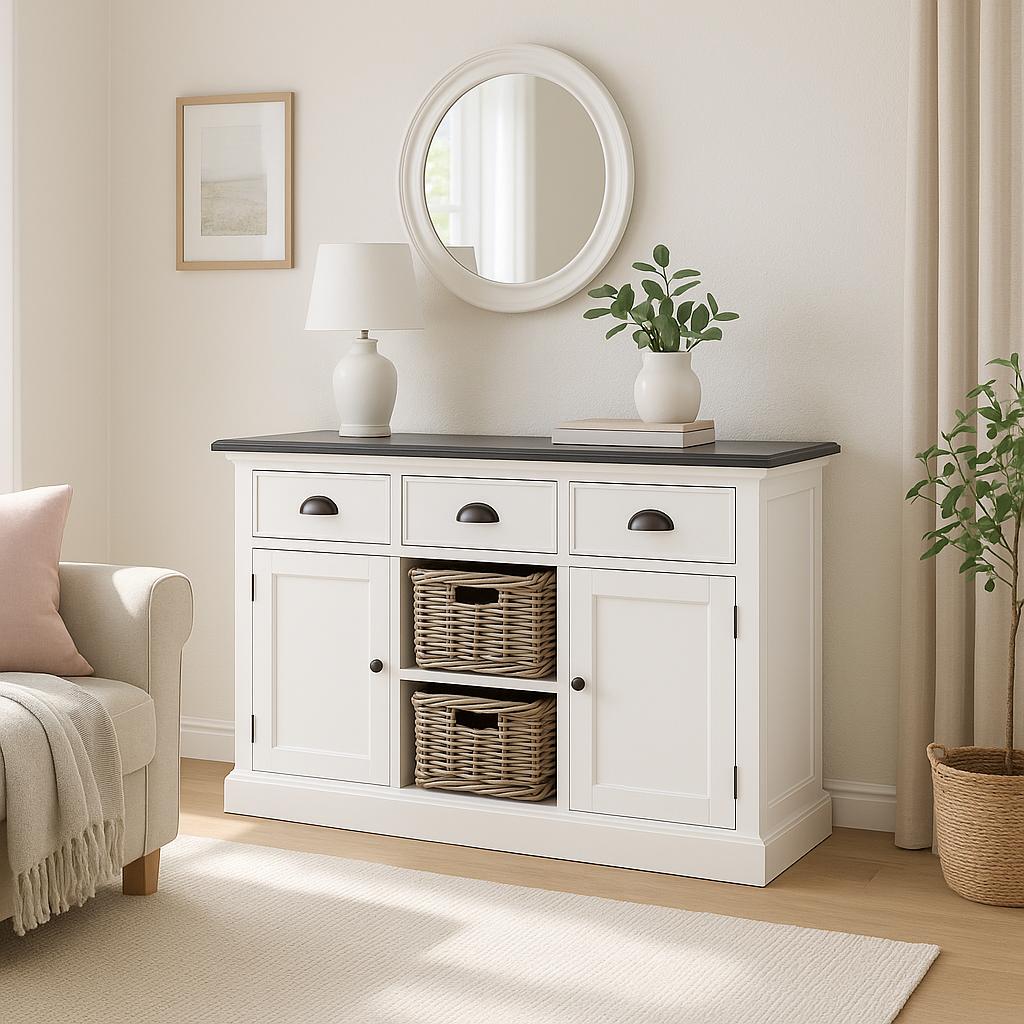 Halifax Contrast Buffet - White with Black Top