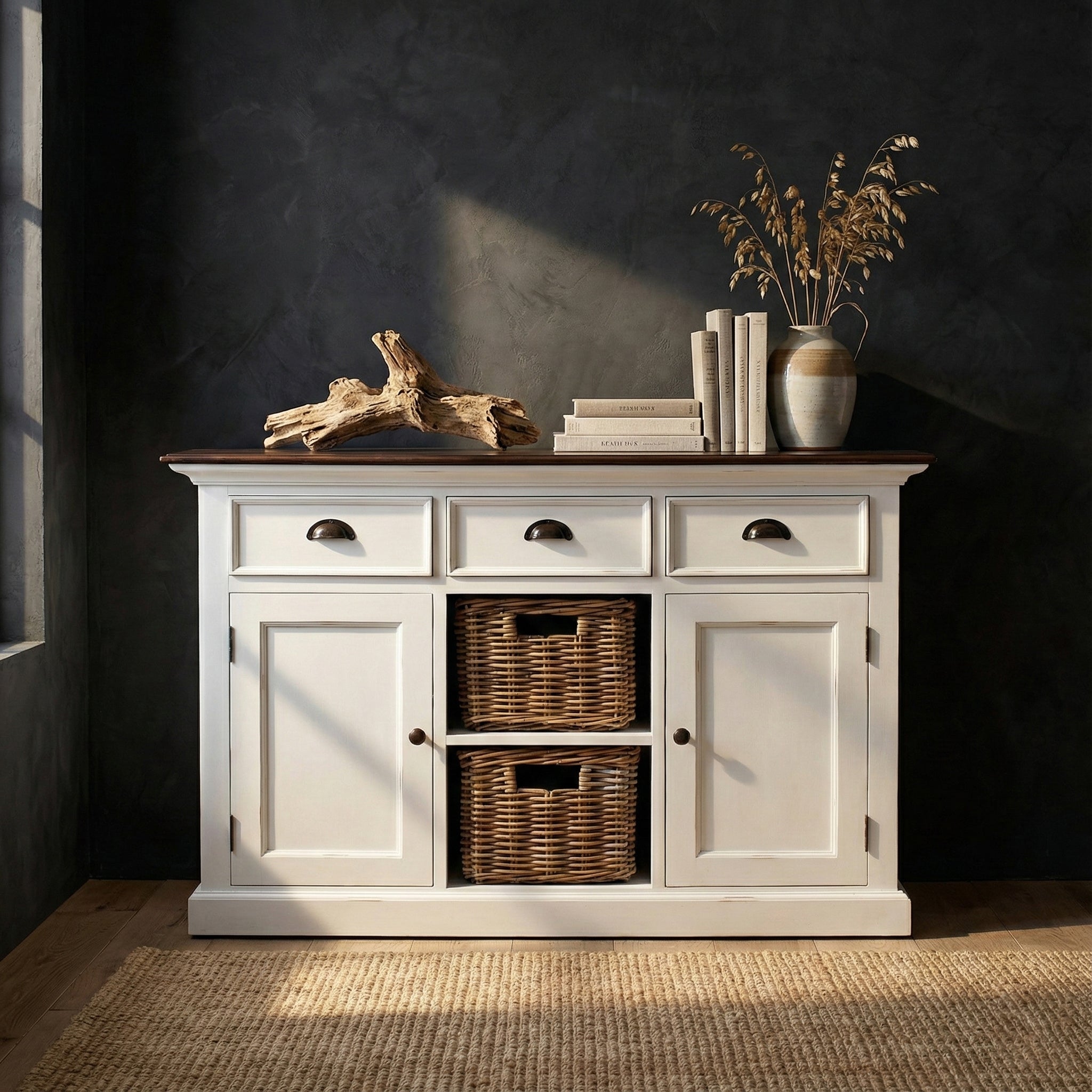Halifax Accent Buffet - White with Brown Top