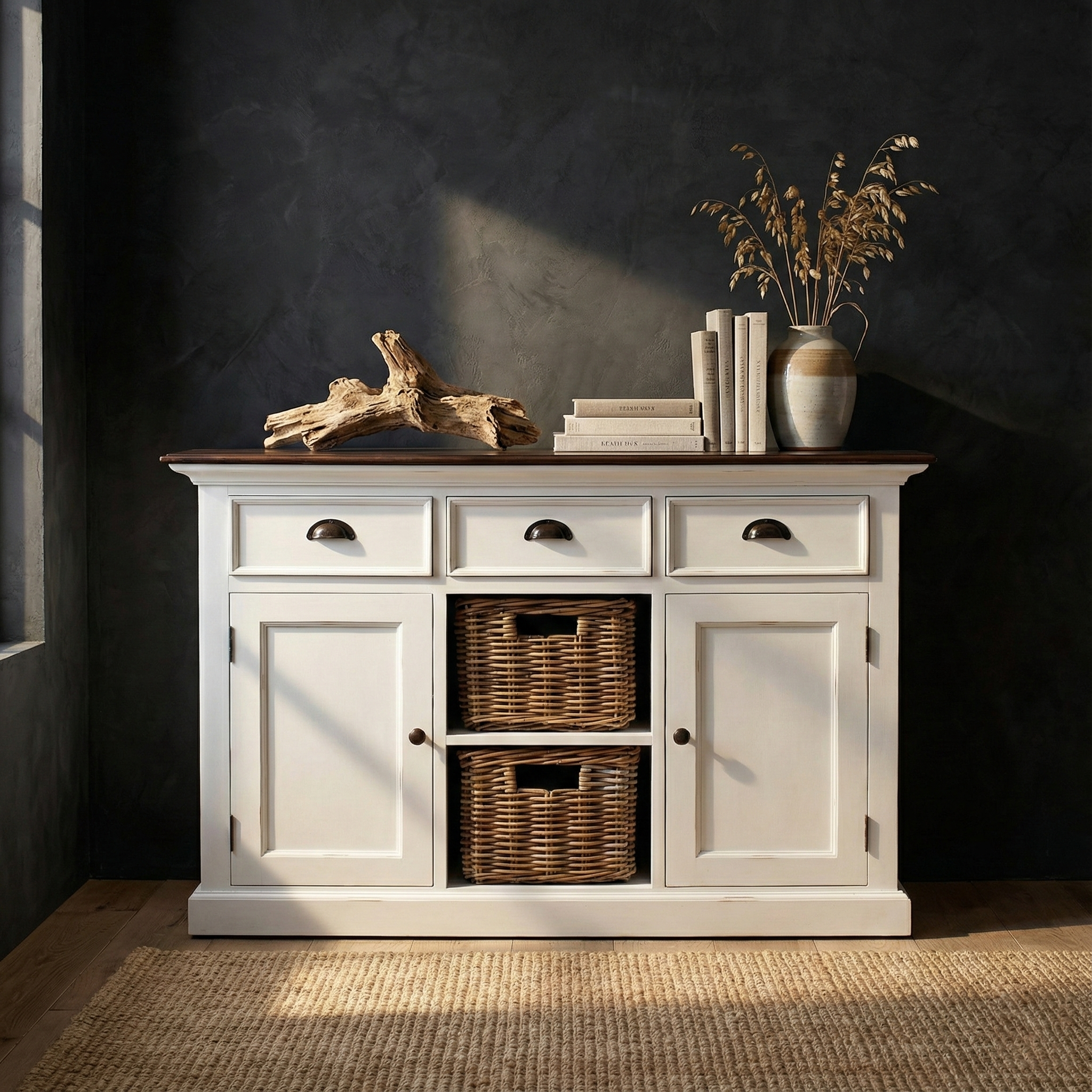 Halifax Accent Buffet - White with Brown Top