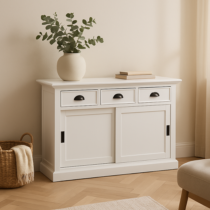 Halifax Buffet with Sliding Doors - White