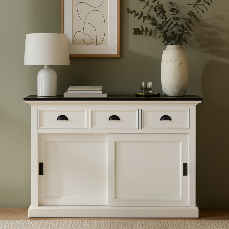 Halifax Contrast Buffet - White with Black Top