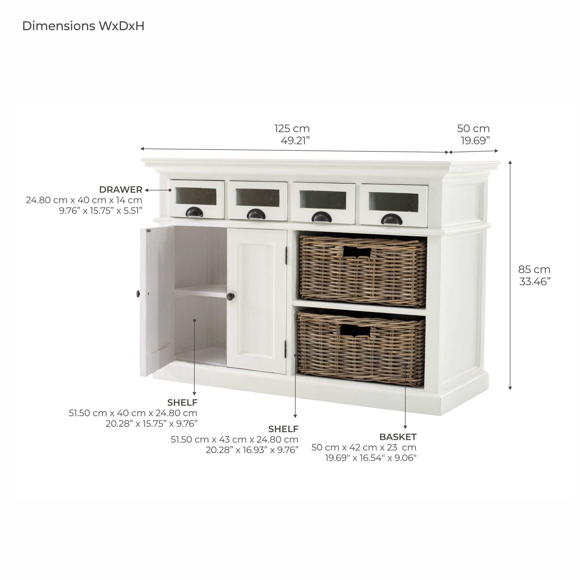 Halifax Kitchen Buffet - White