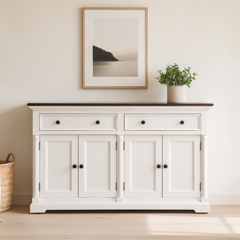 Provence Accent Buffet - White With Dark Brown Top