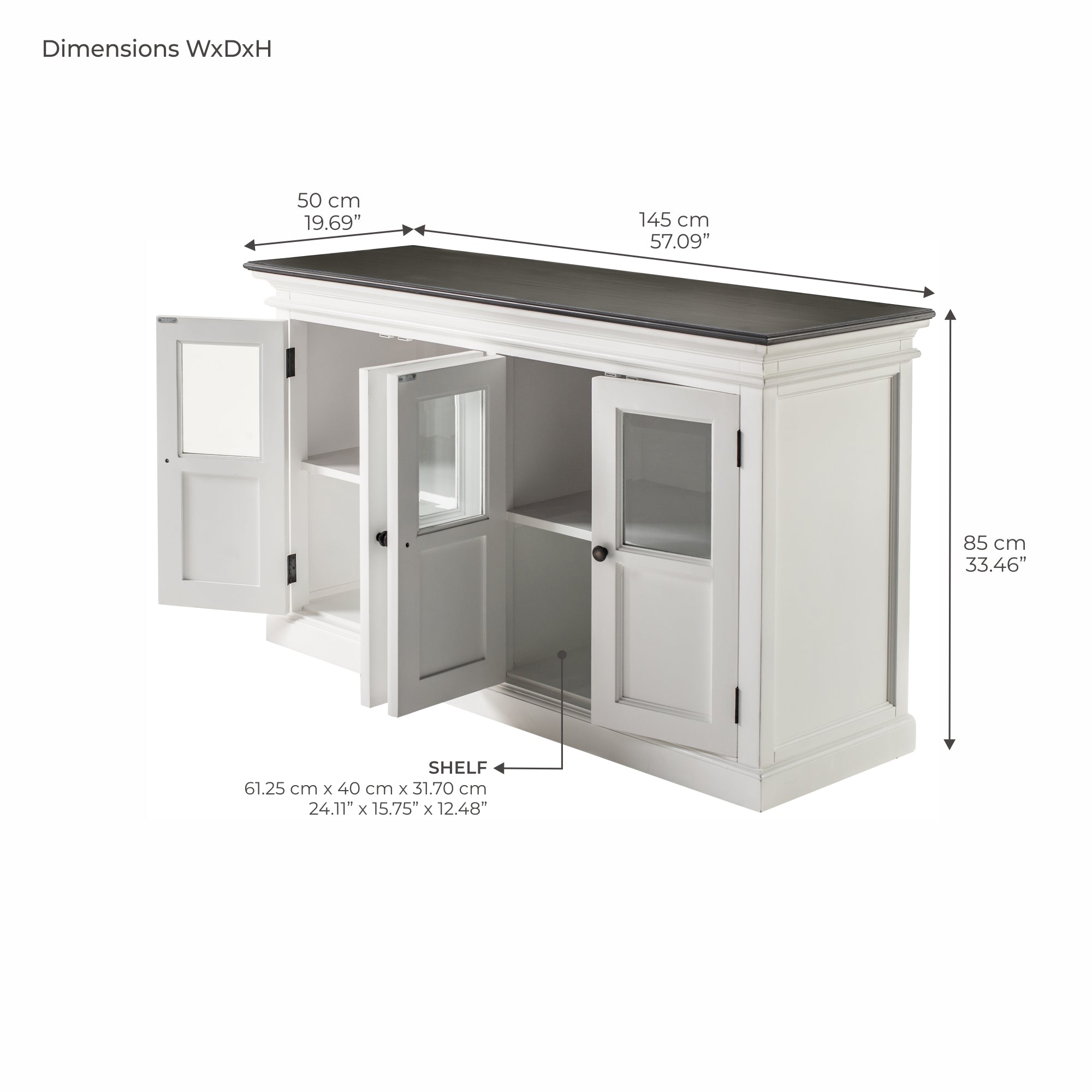 Halifax Contrast Buffet with 4 Glass Doors