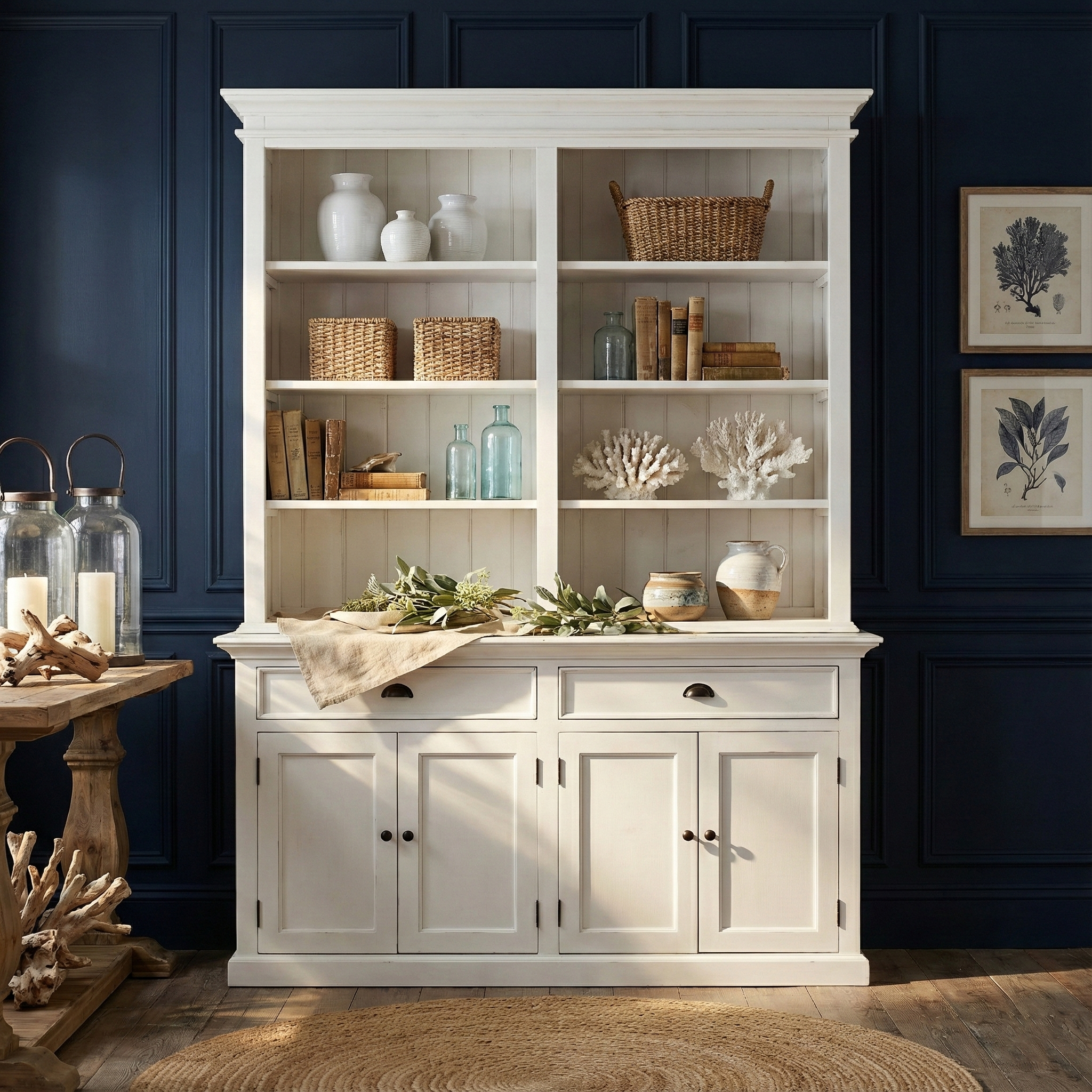 Halifax Buffet & Open Shelf Hutch - White