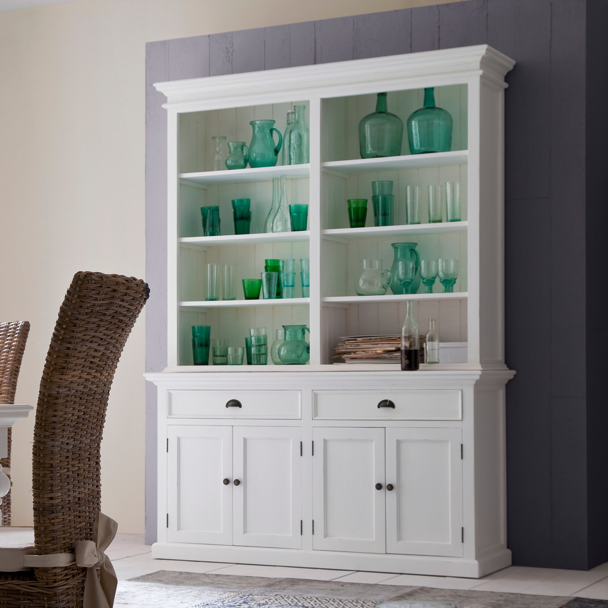 Halifax Buffet & Open Shelf Hutch - White