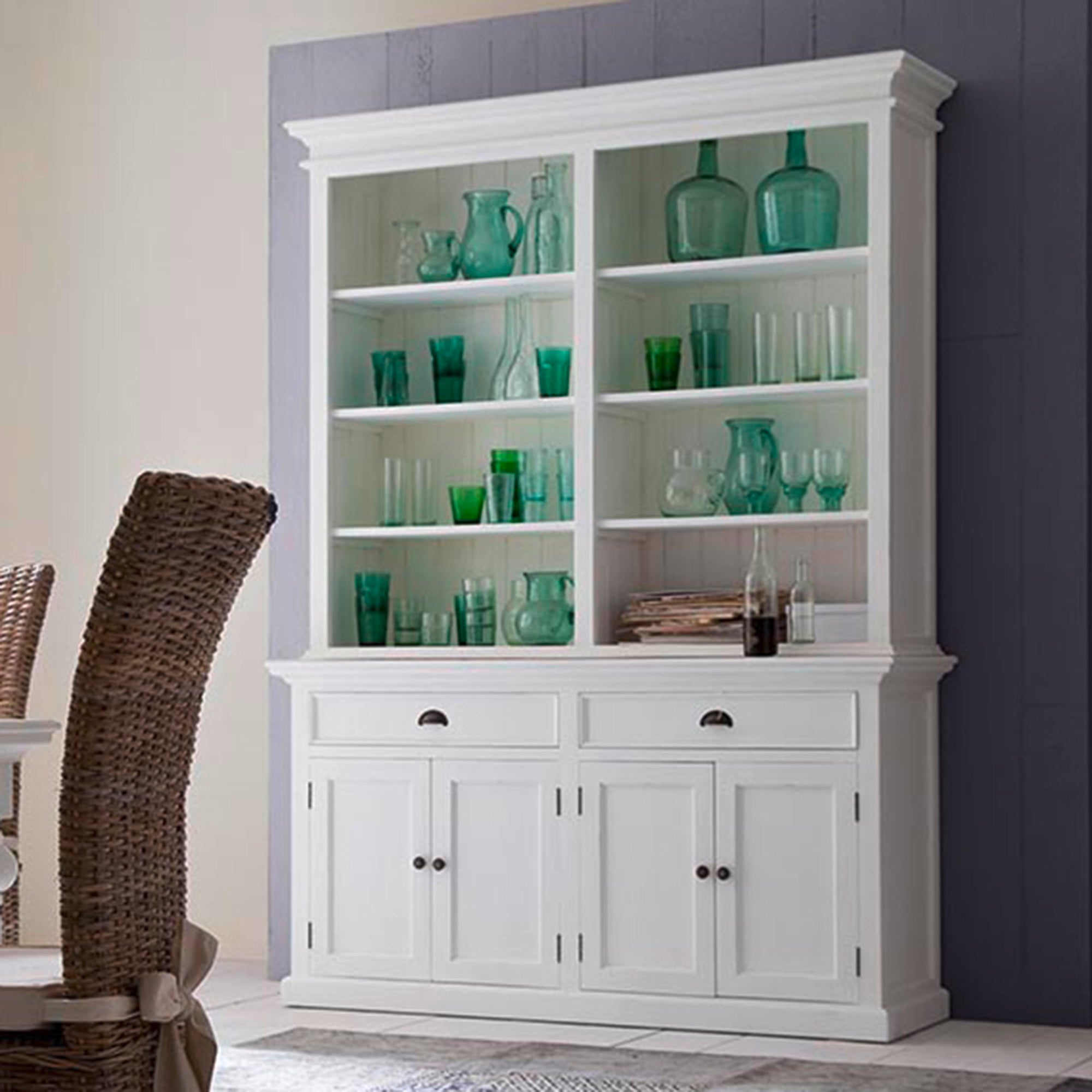 Halifax Buffet & Open Shelf Hutch - White