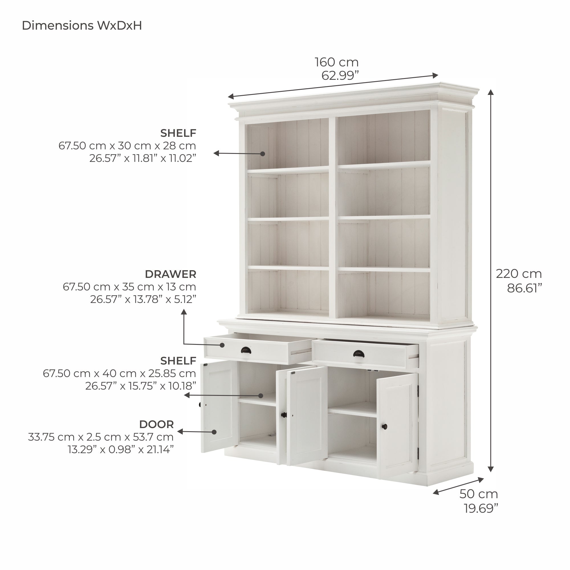 Halifax Buffet & Open Shelf Hutch - White
