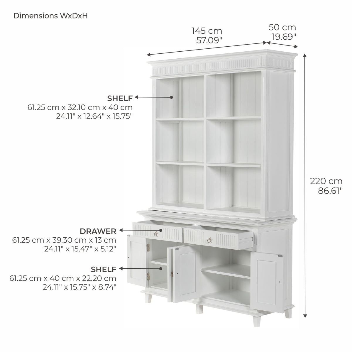 Skansen Hutch Unit with 6 Shelves