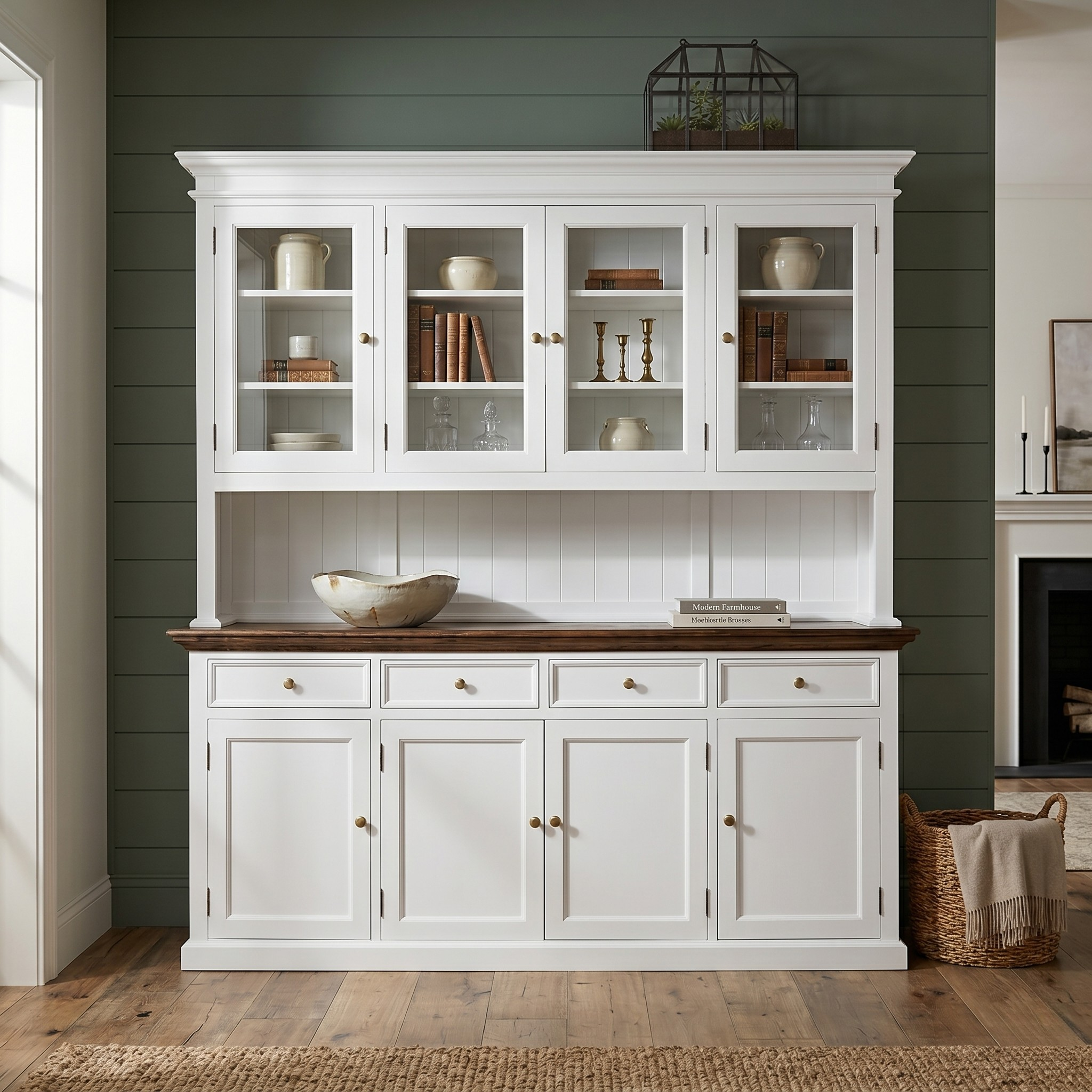 Corfu Buffet Hutch Unit with 4 Glass Doors 200cm