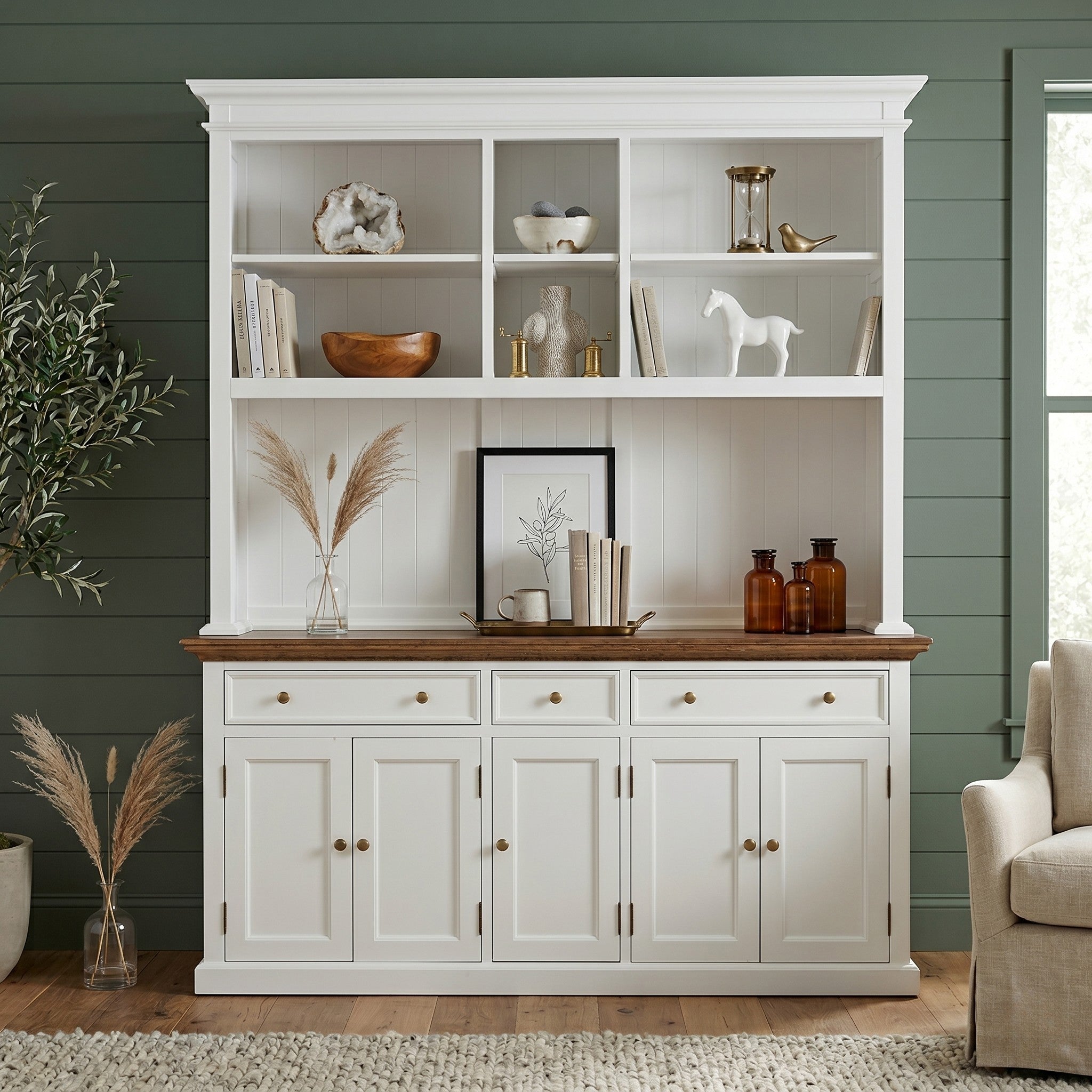 Corfu Hutch Bookcase Unit with 6 Open Shelves 180cm
