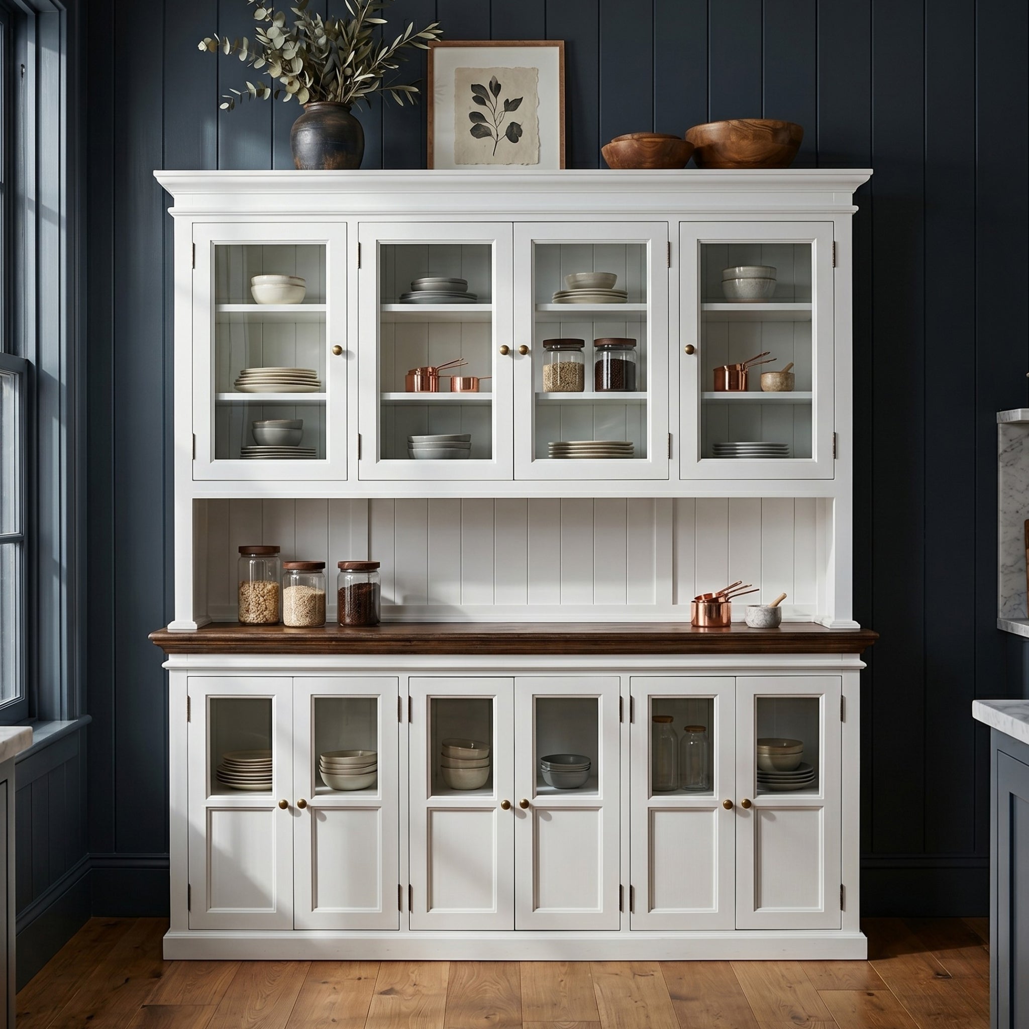 Corfu Hutch Unit with Glass Doors 200cm