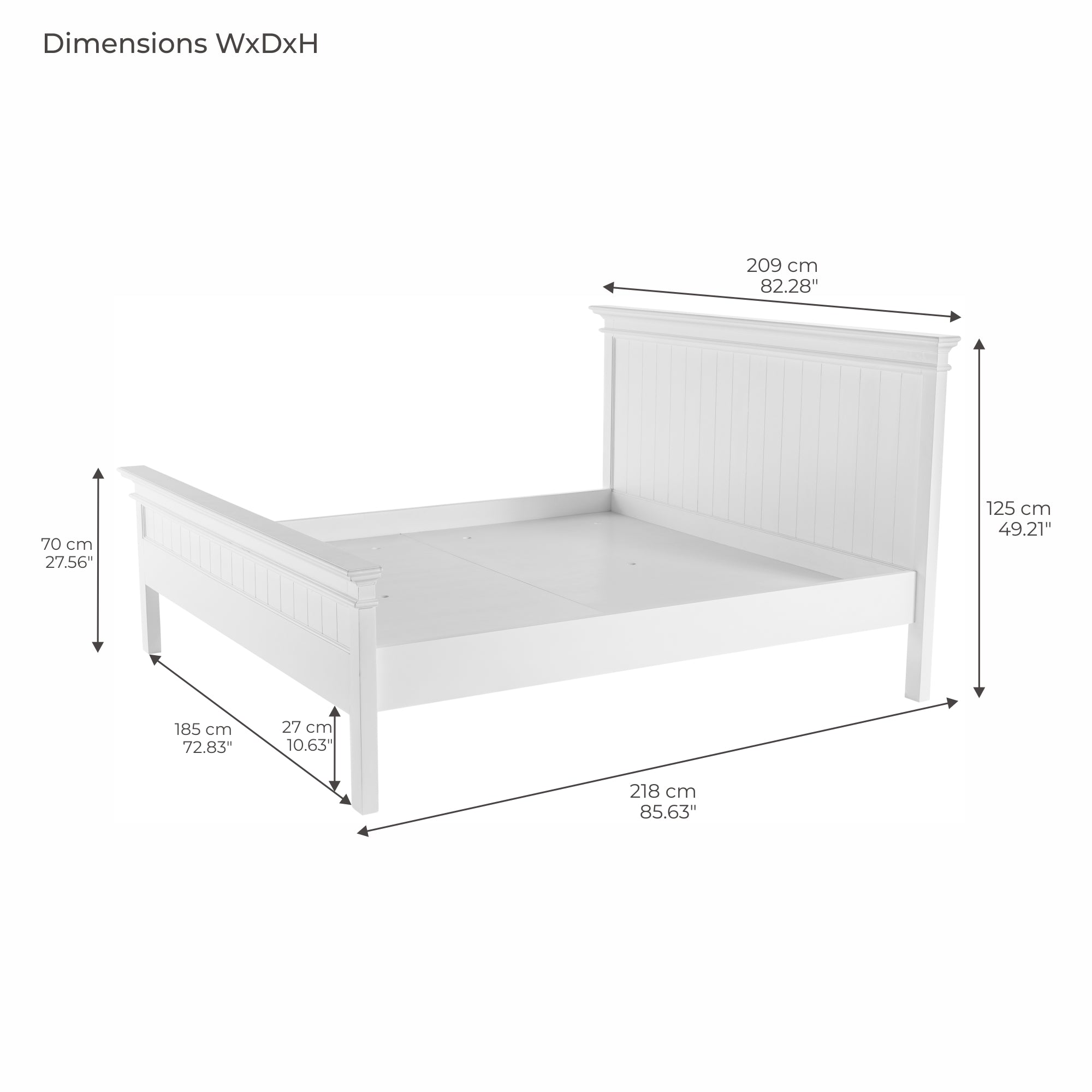 Halifax King Bed with Footboard - White