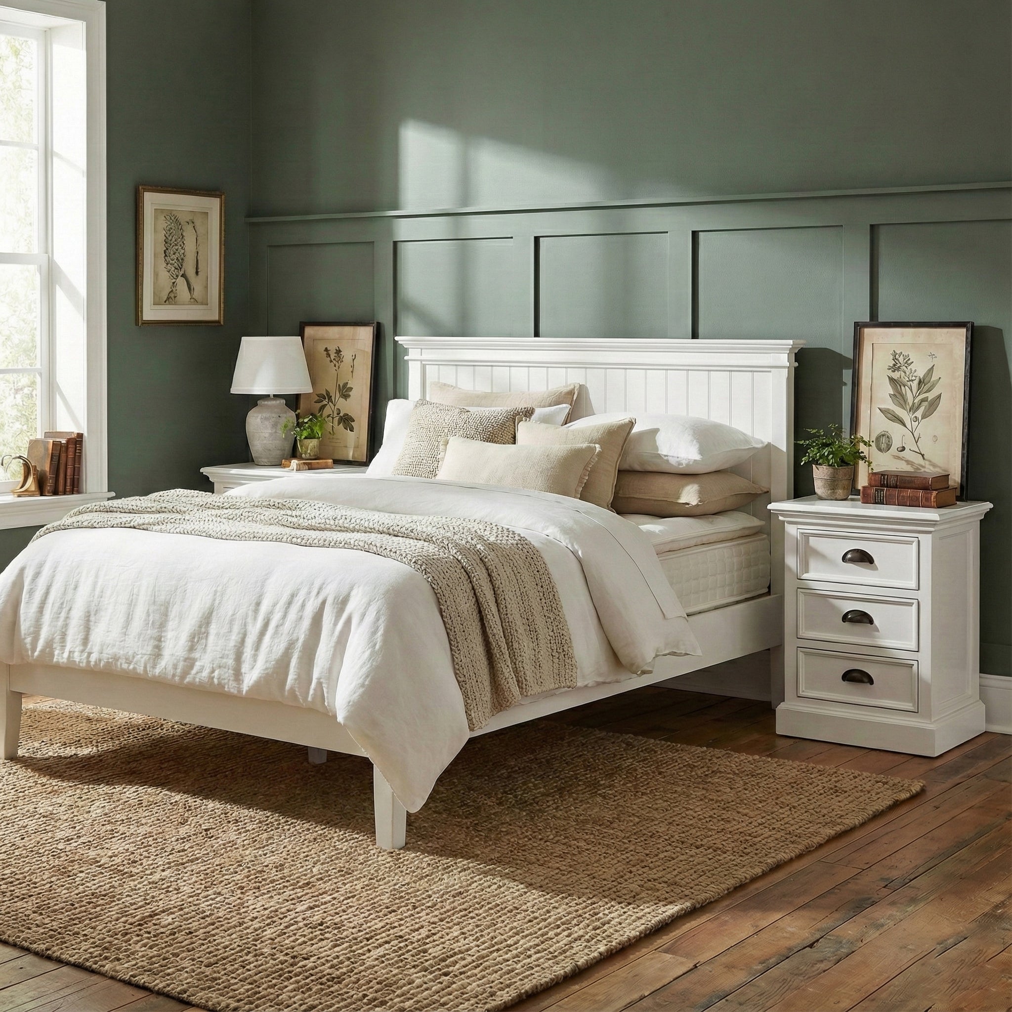 Halifax King Bed with Footboard - White