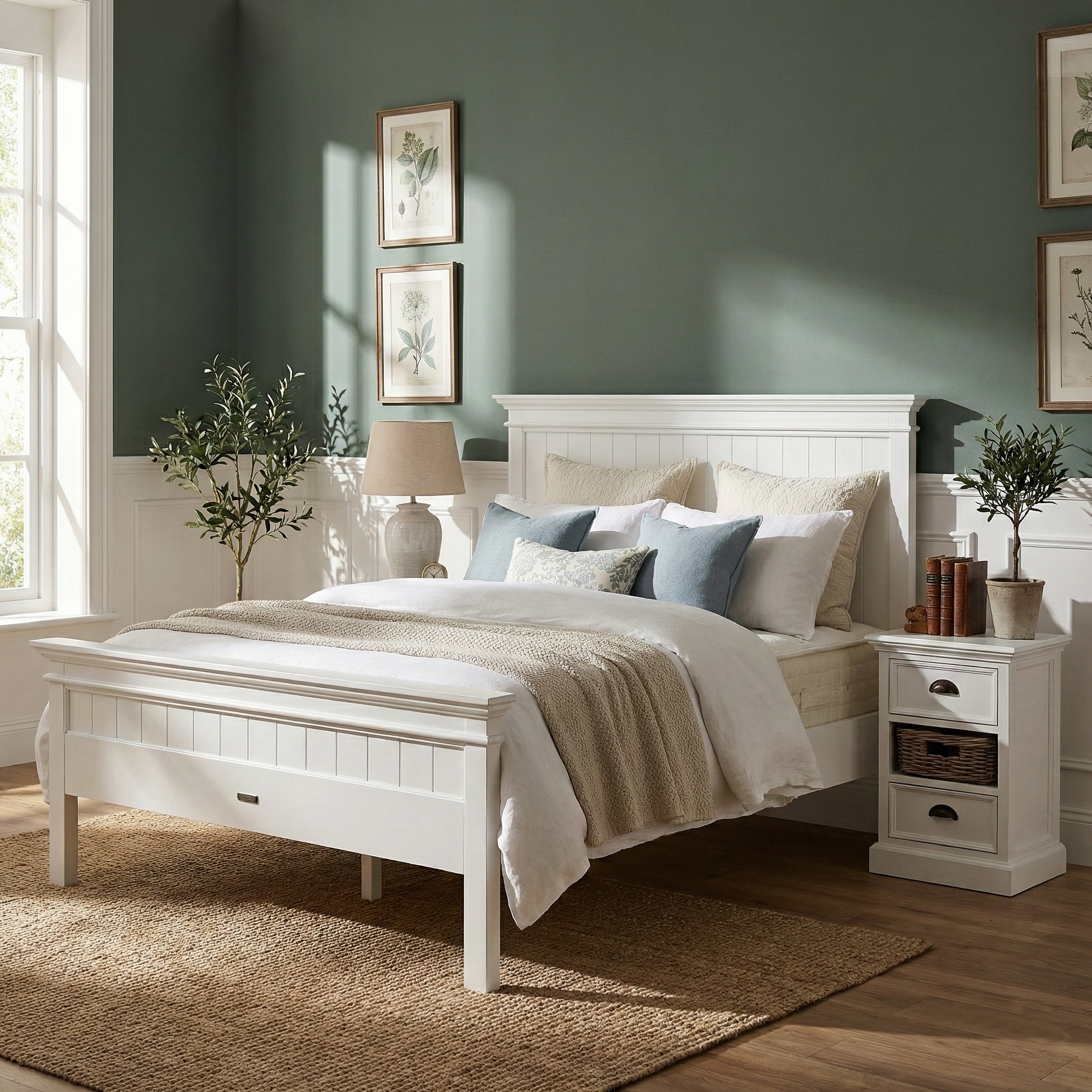 Halifax Queen Bed with Footboard - White