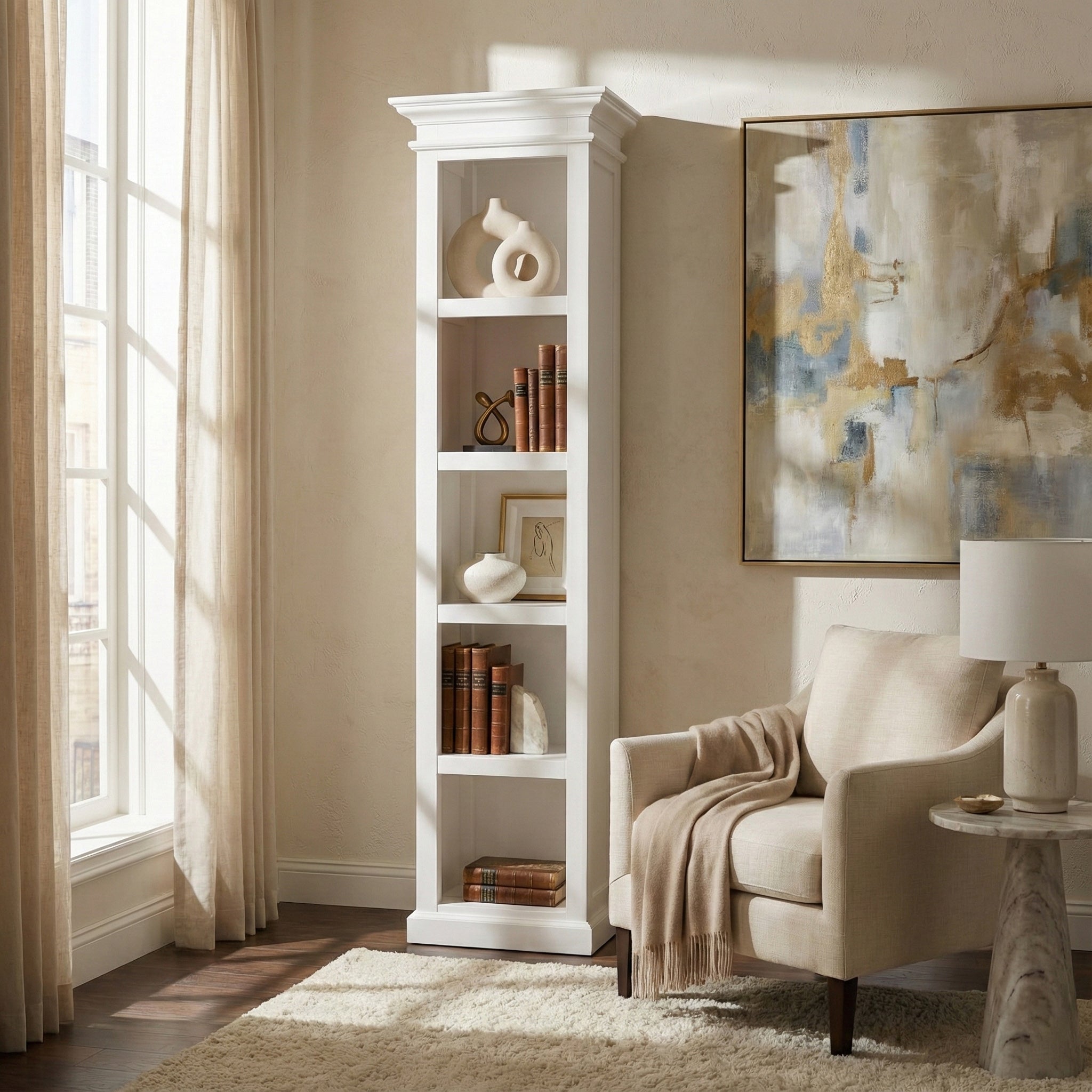 Halifax Thin Line Bookcase - White