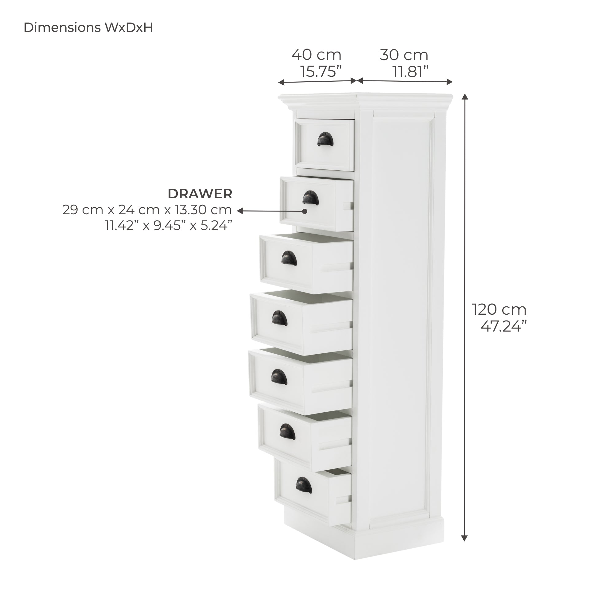 Halifax Storage Unit 7 Drawers - White