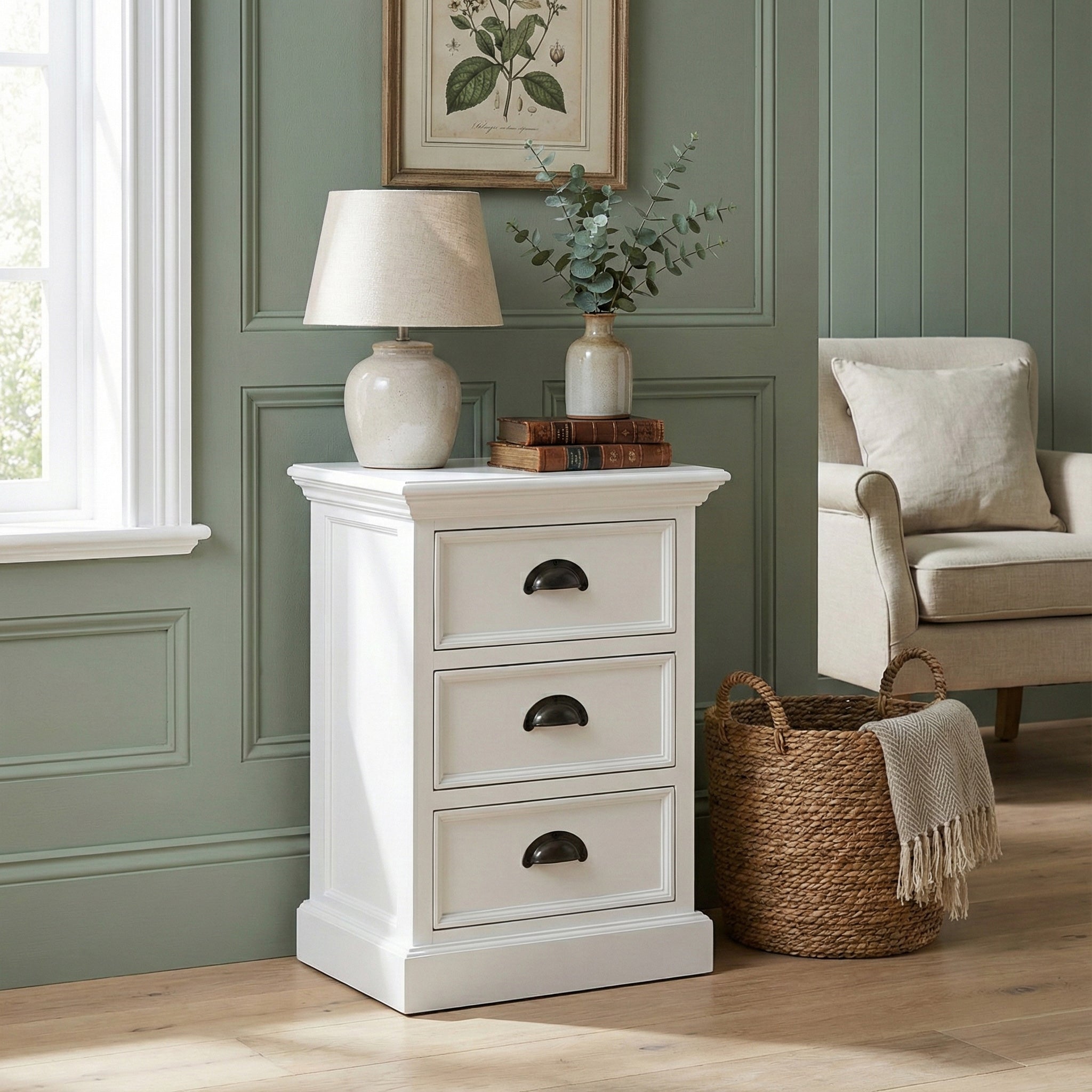Halifax Storage Unit / Bedside Chest 3 Drawers - White