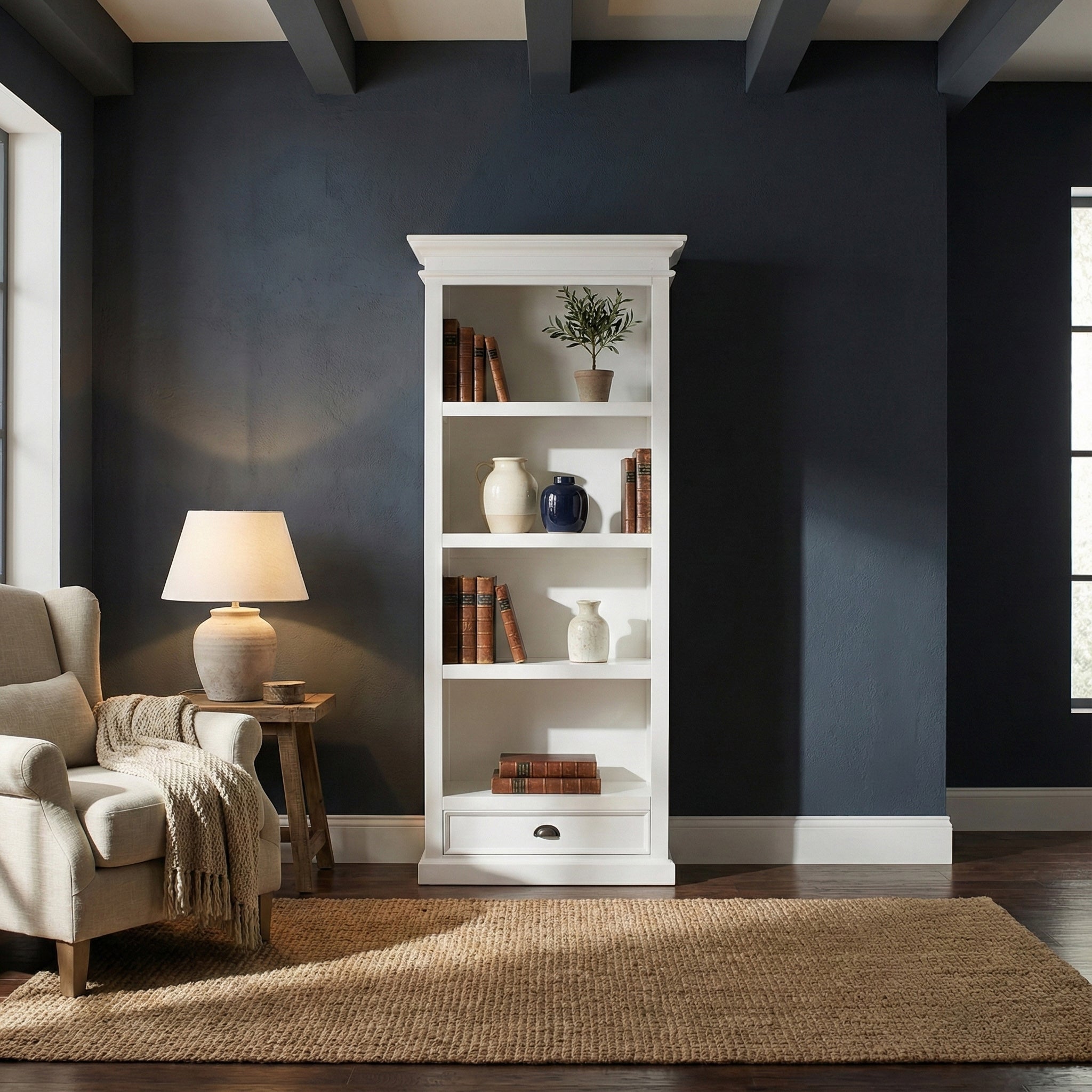 Halifax Medium Bookcase - White