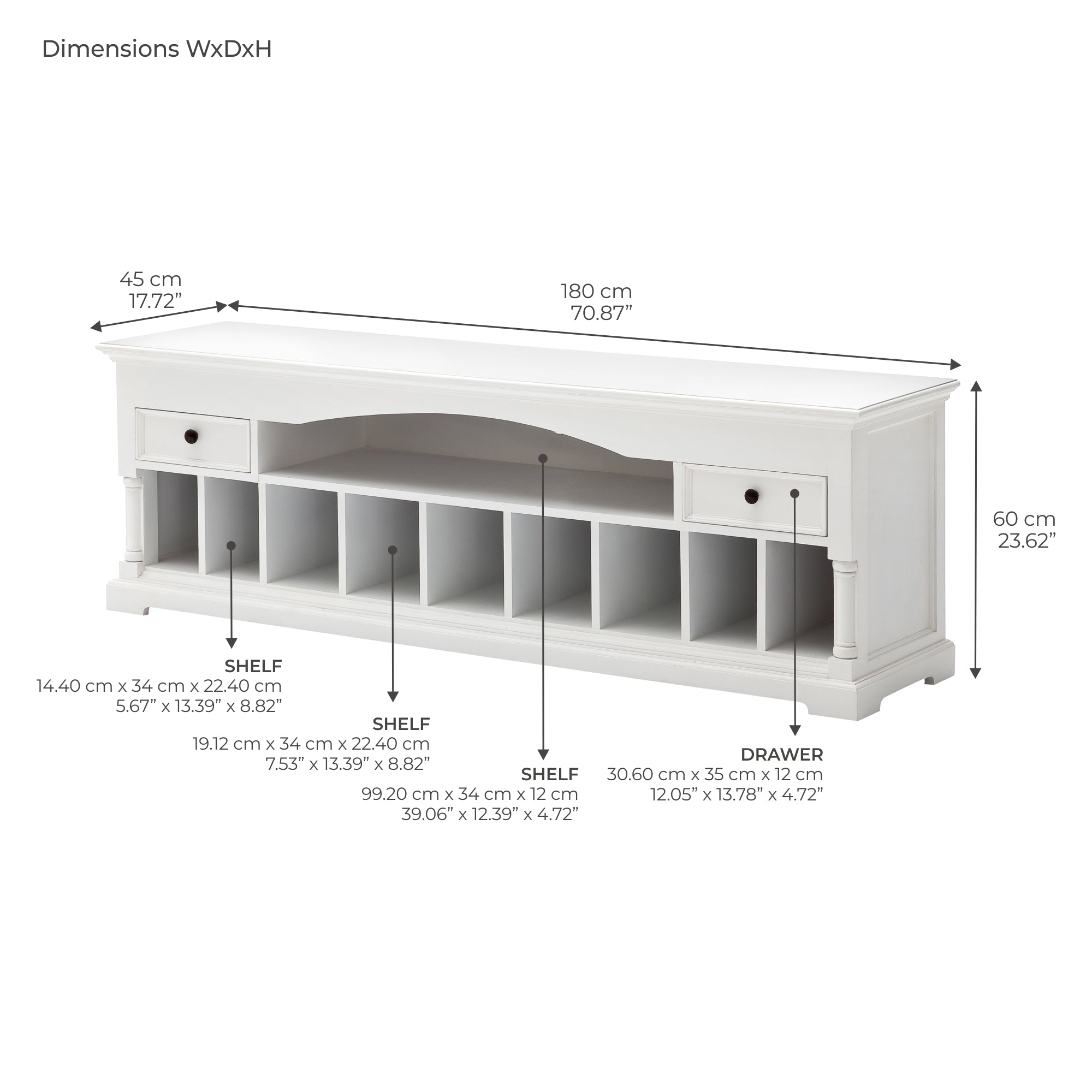 Provence Large ETU 180cm - White