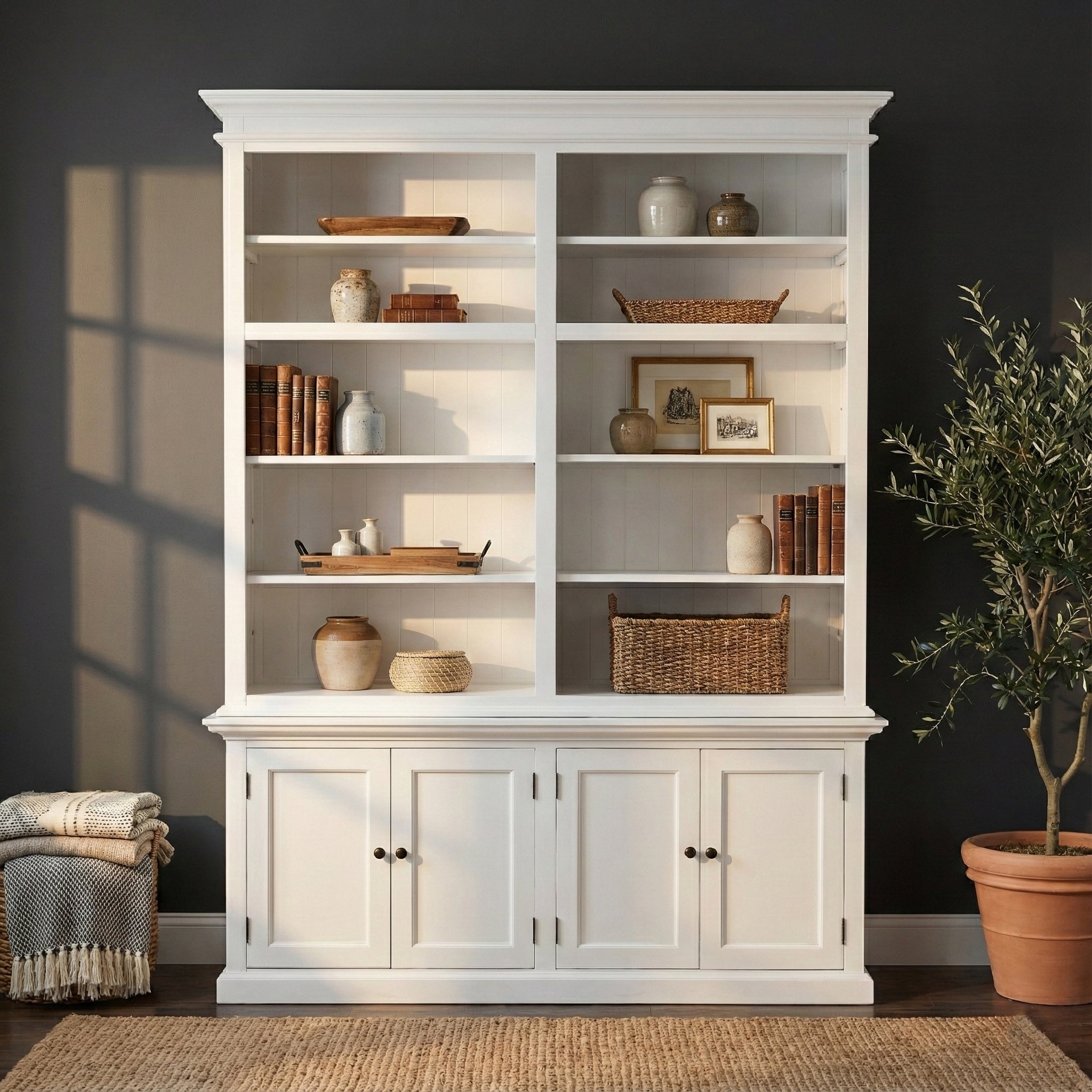 Halifax Medium Hutch Bookcase - White