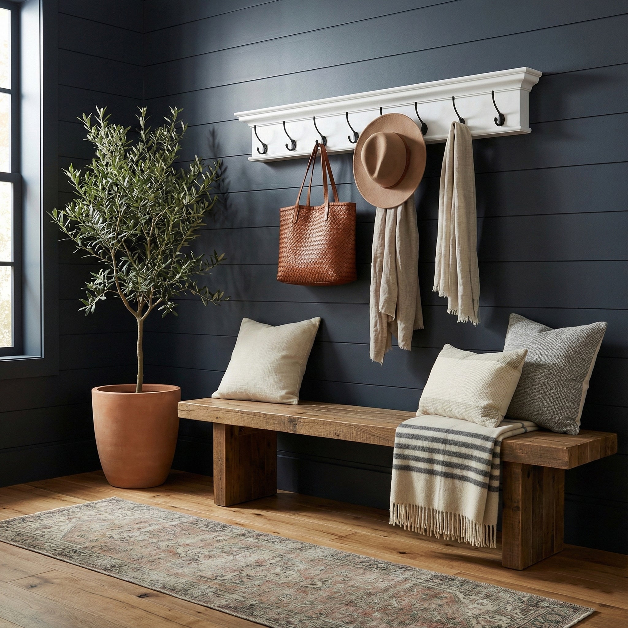 Halifax Coat Hanger Wall Unit 8 Hook - White