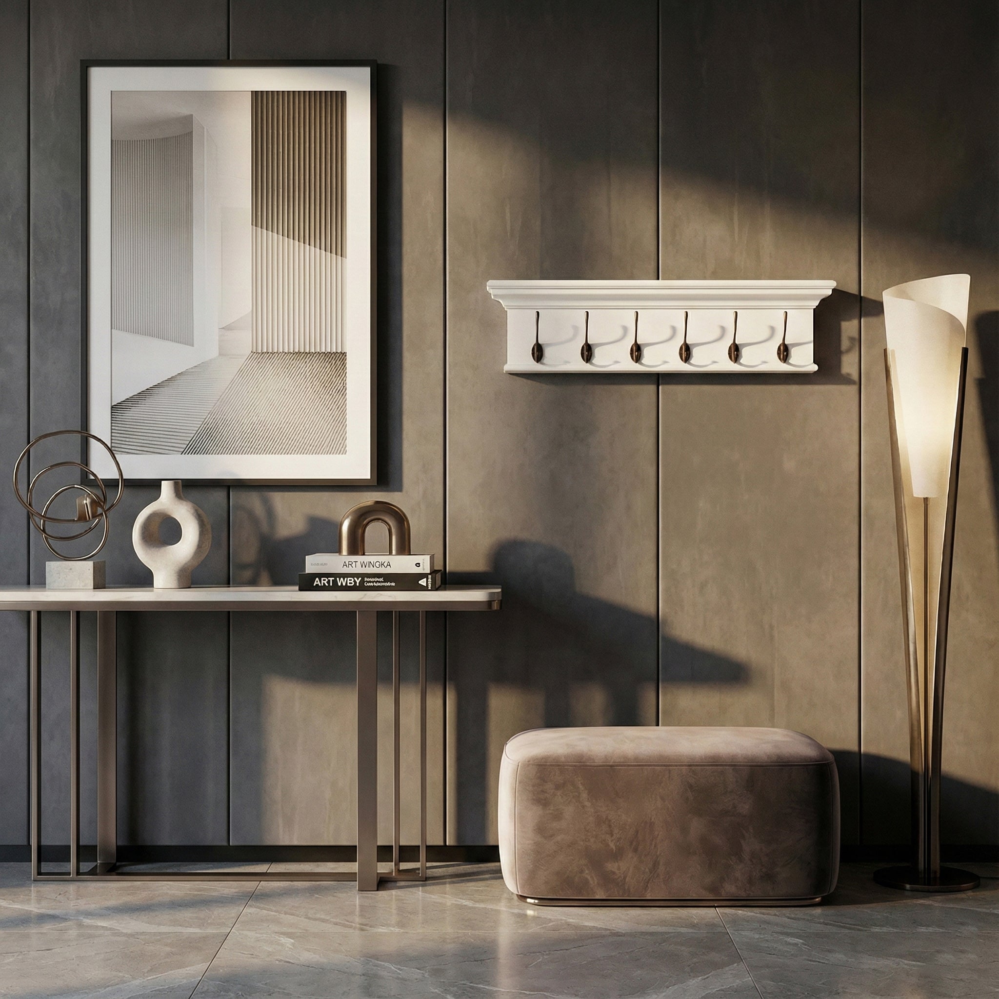 Halifax Coat Hanger Wall Unit 6 Hook - White