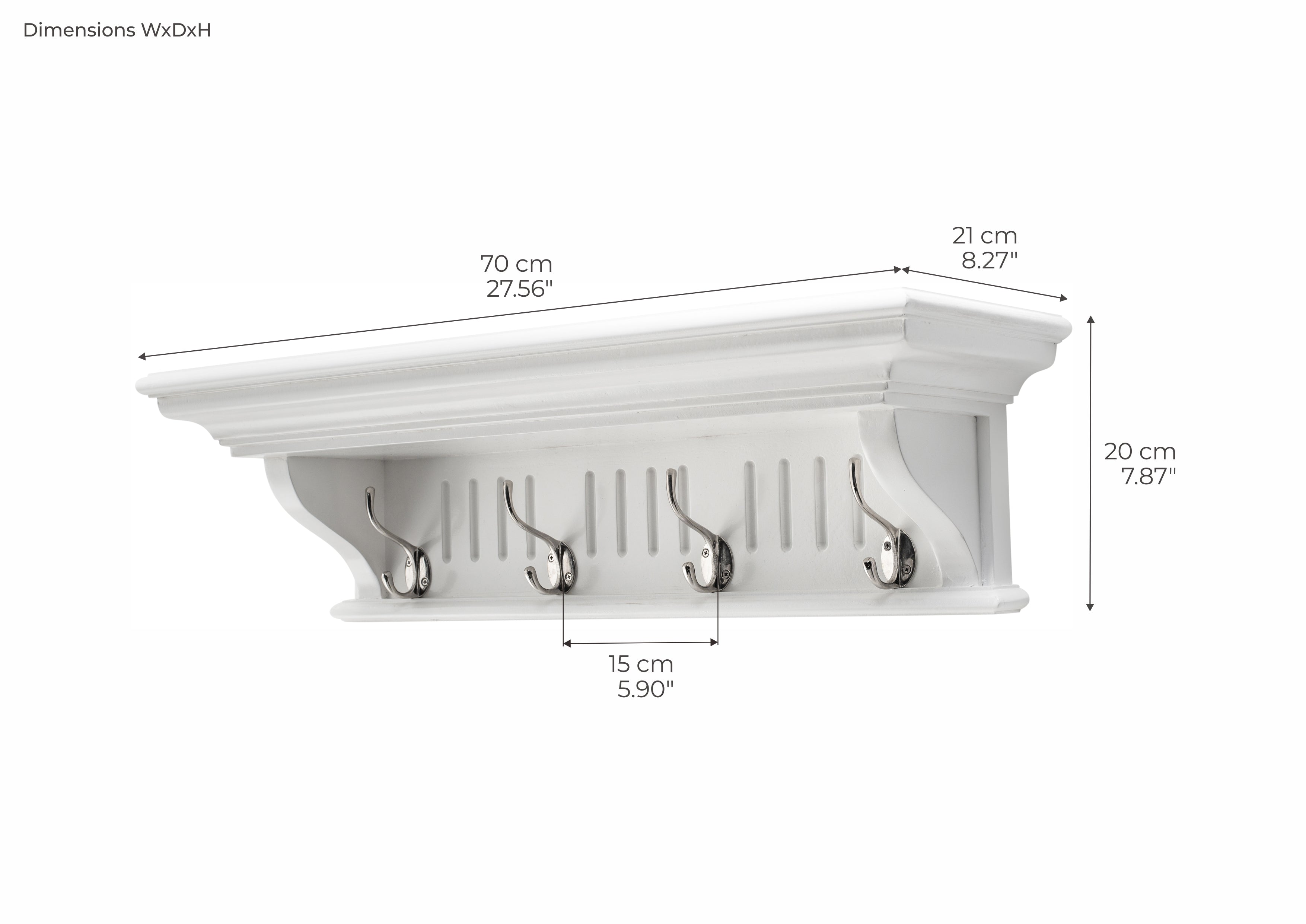 Skansen 4 Hook Coat Rack 70cm