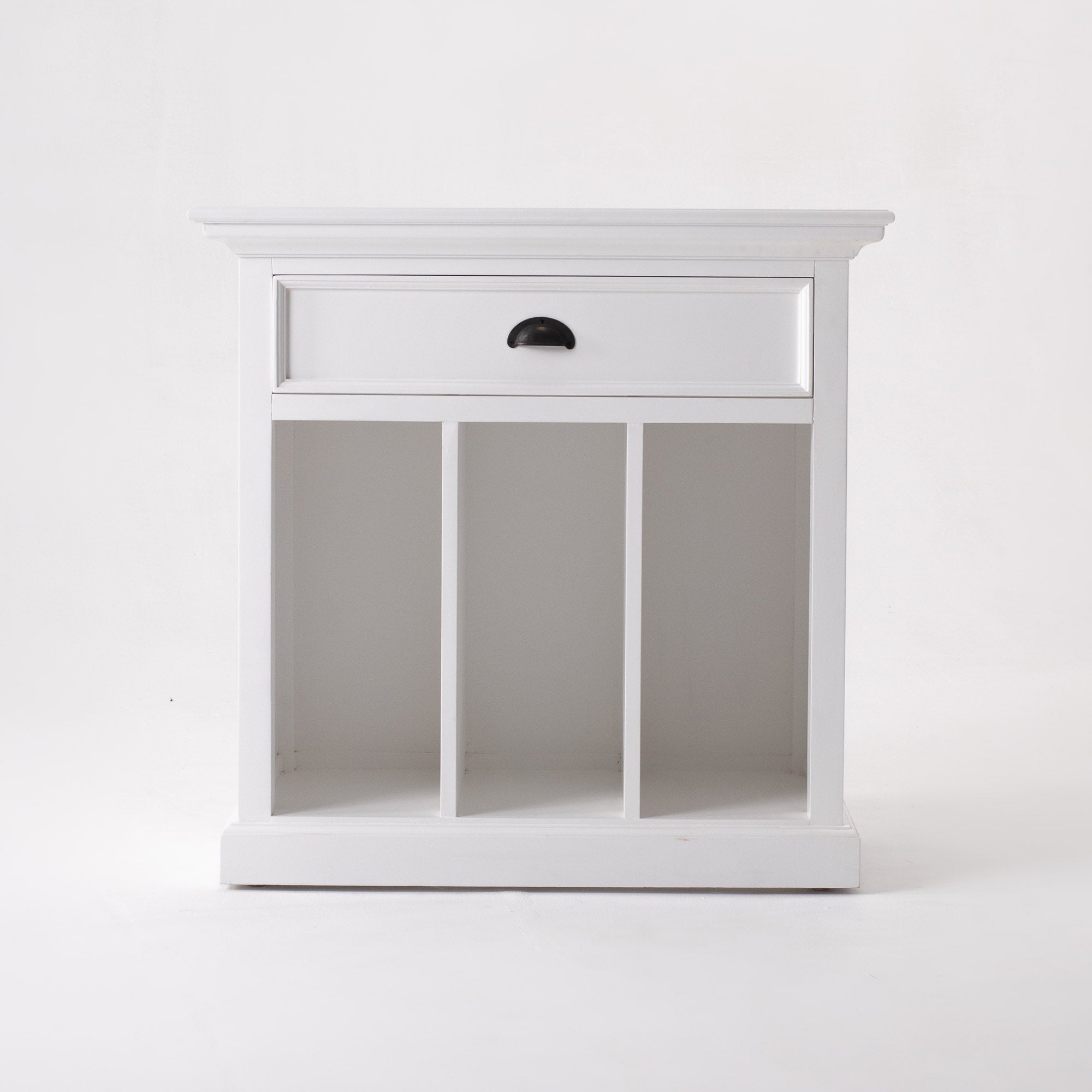 Halifax Grand Bedside Table with Dividers - Classic White