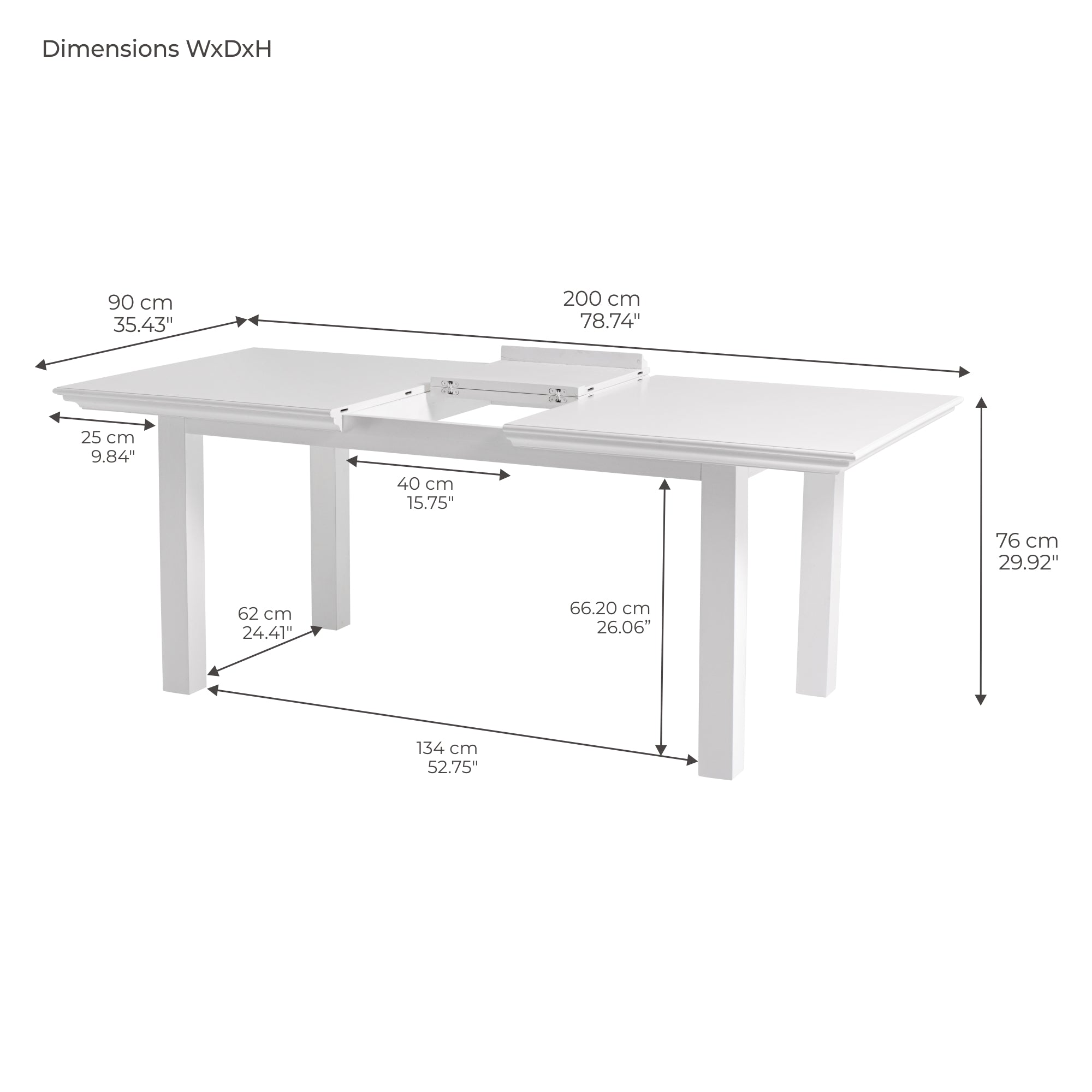 Halifax Extension Dining Table 160cm - White