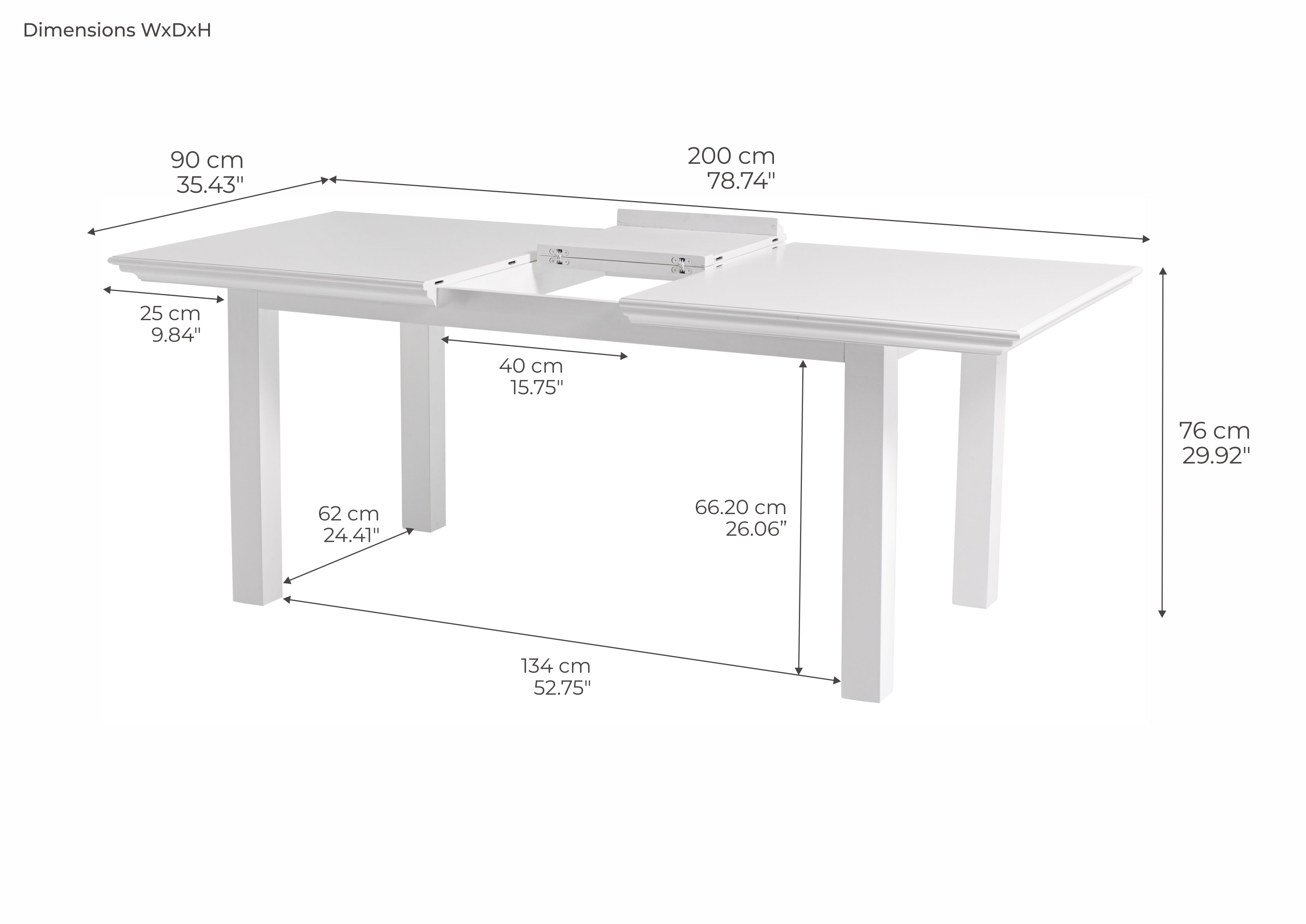 Halifax Extension Dining Table 160cm - White