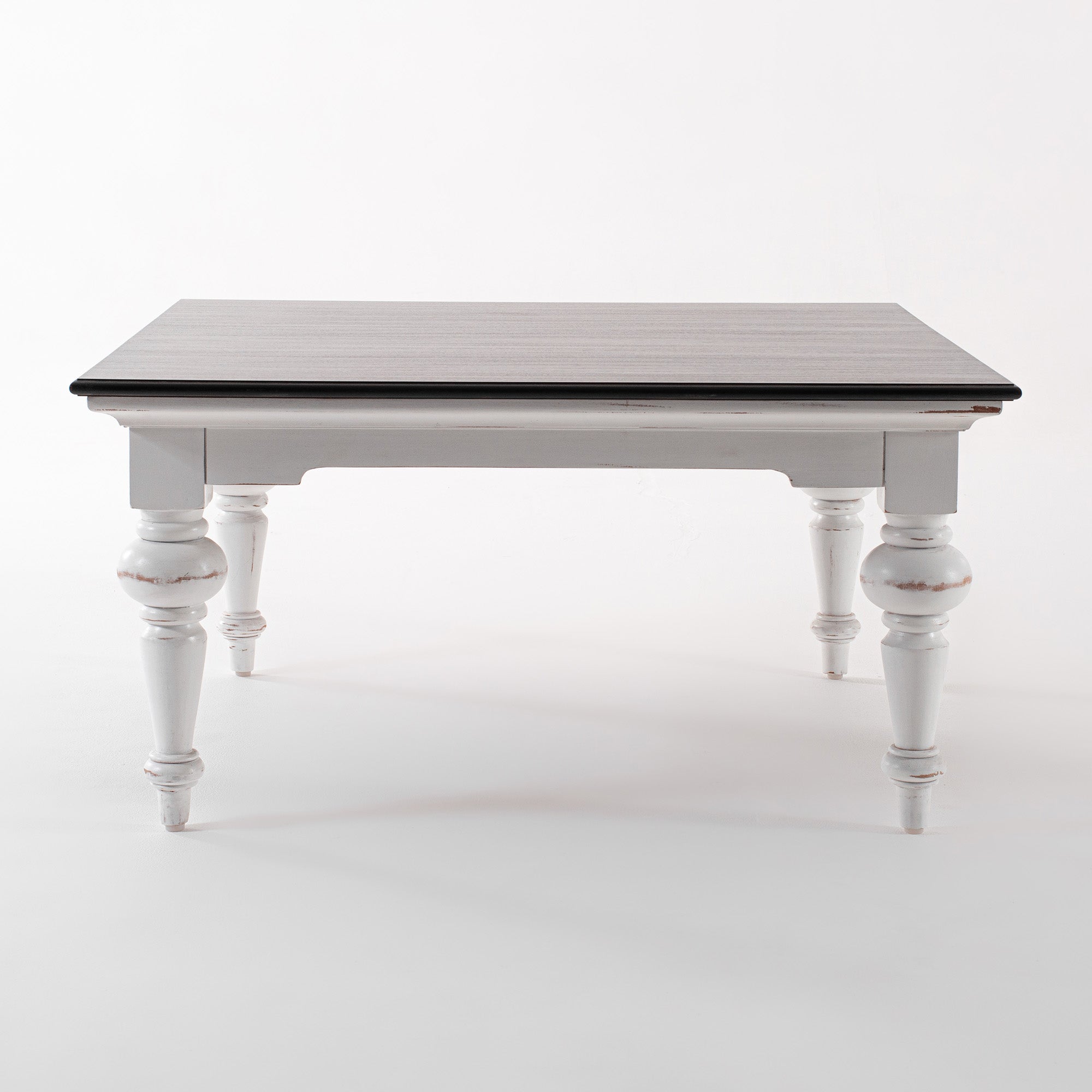 Provence Square Coffee Table - White with Dark Brown Top