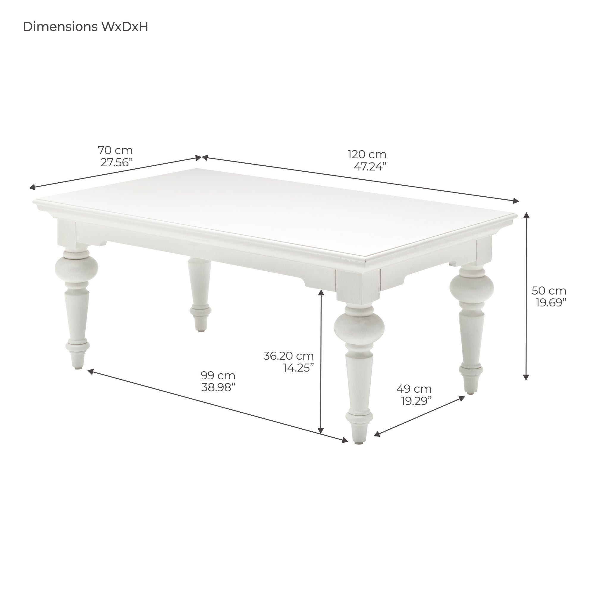 Provence Rectangle Coffee Table - White