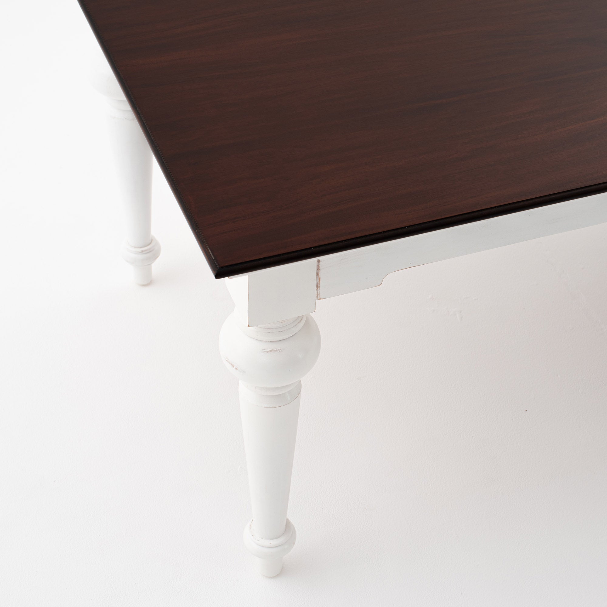 Provence Dining Table 240cm - White With Dark Brown Top