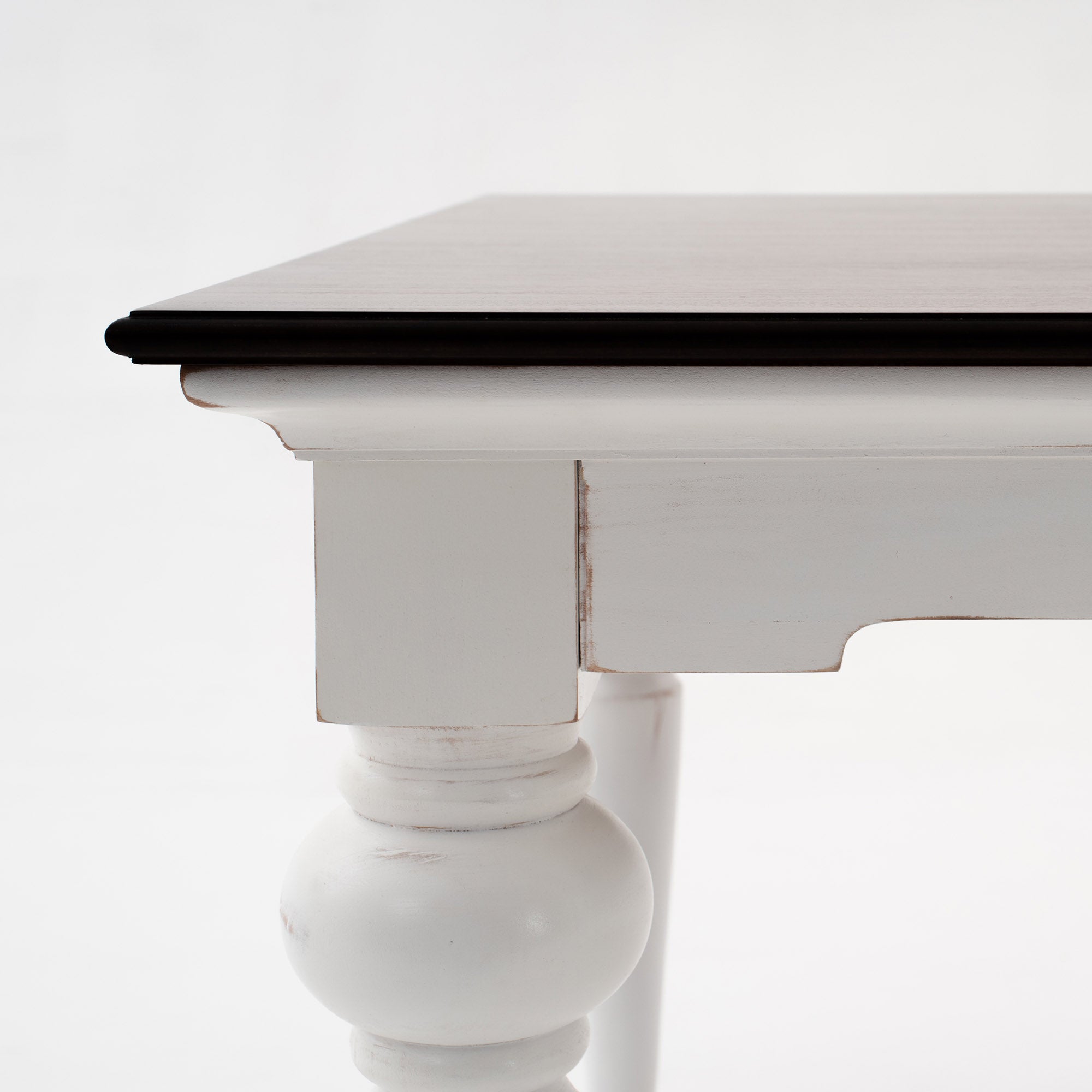 Provence Dining Table 240cm - White With Dark Brown Top