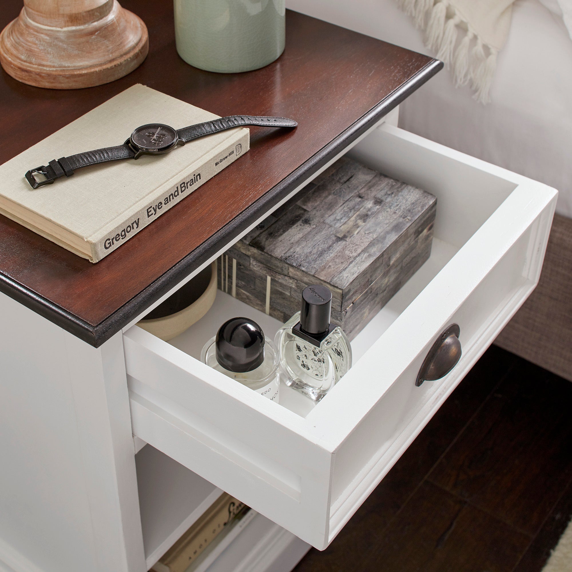 Halifax Accent Bedside Table with Shelves