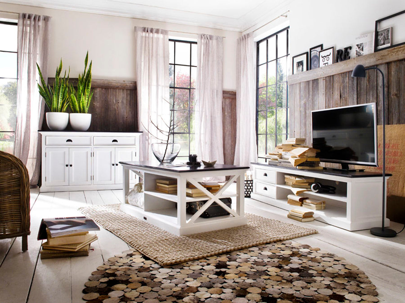 Halifax Contrast Buffet - White with Black Top