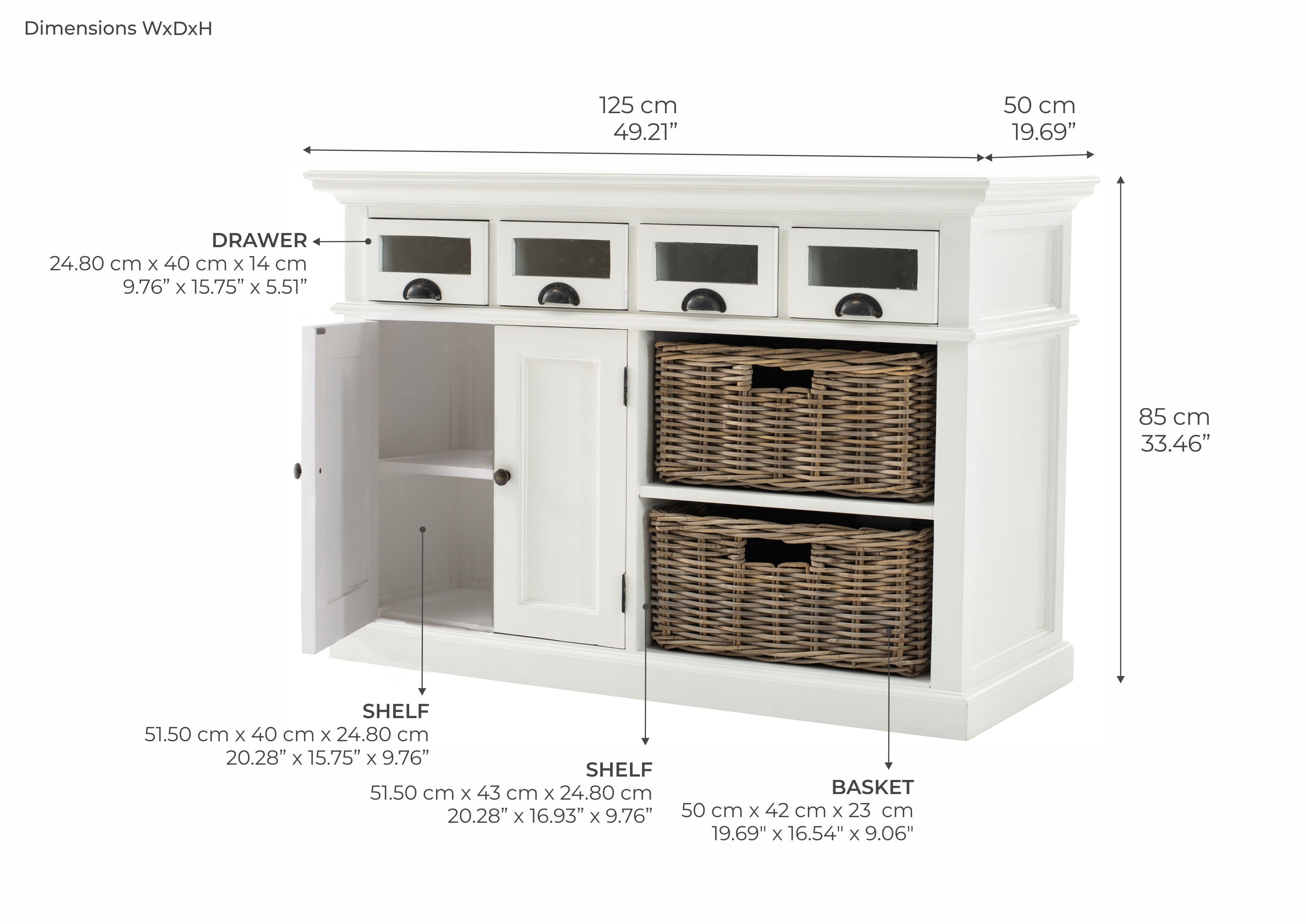 Halifax Kitchen Buffet - White