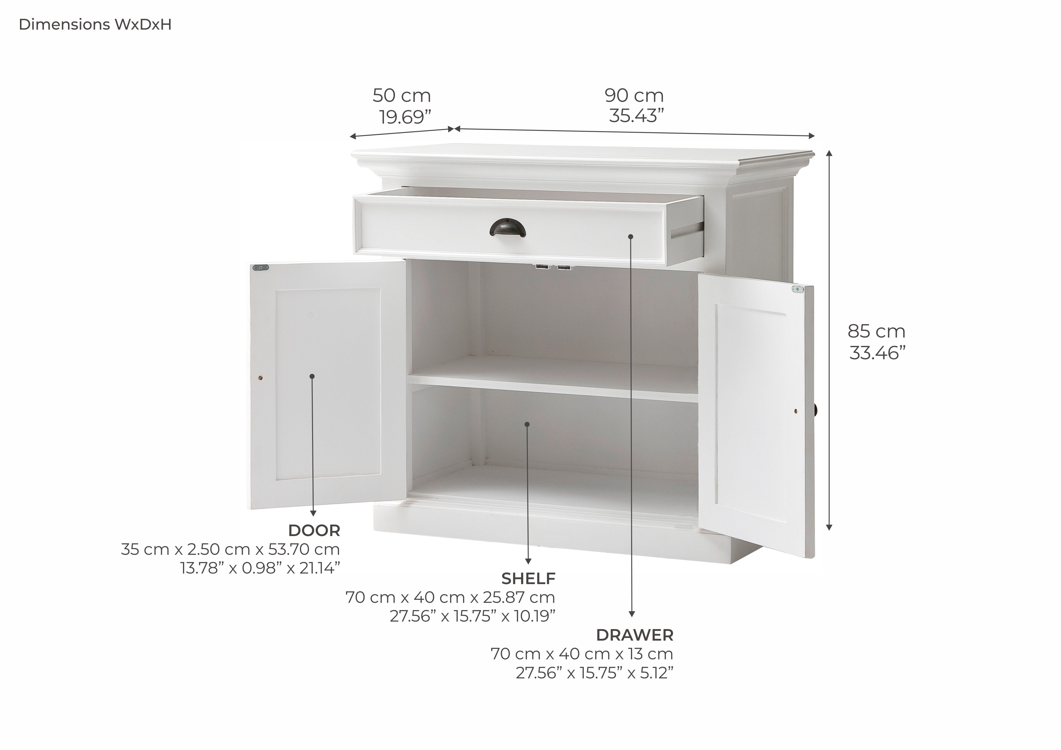 Halifax Small Buffet - White