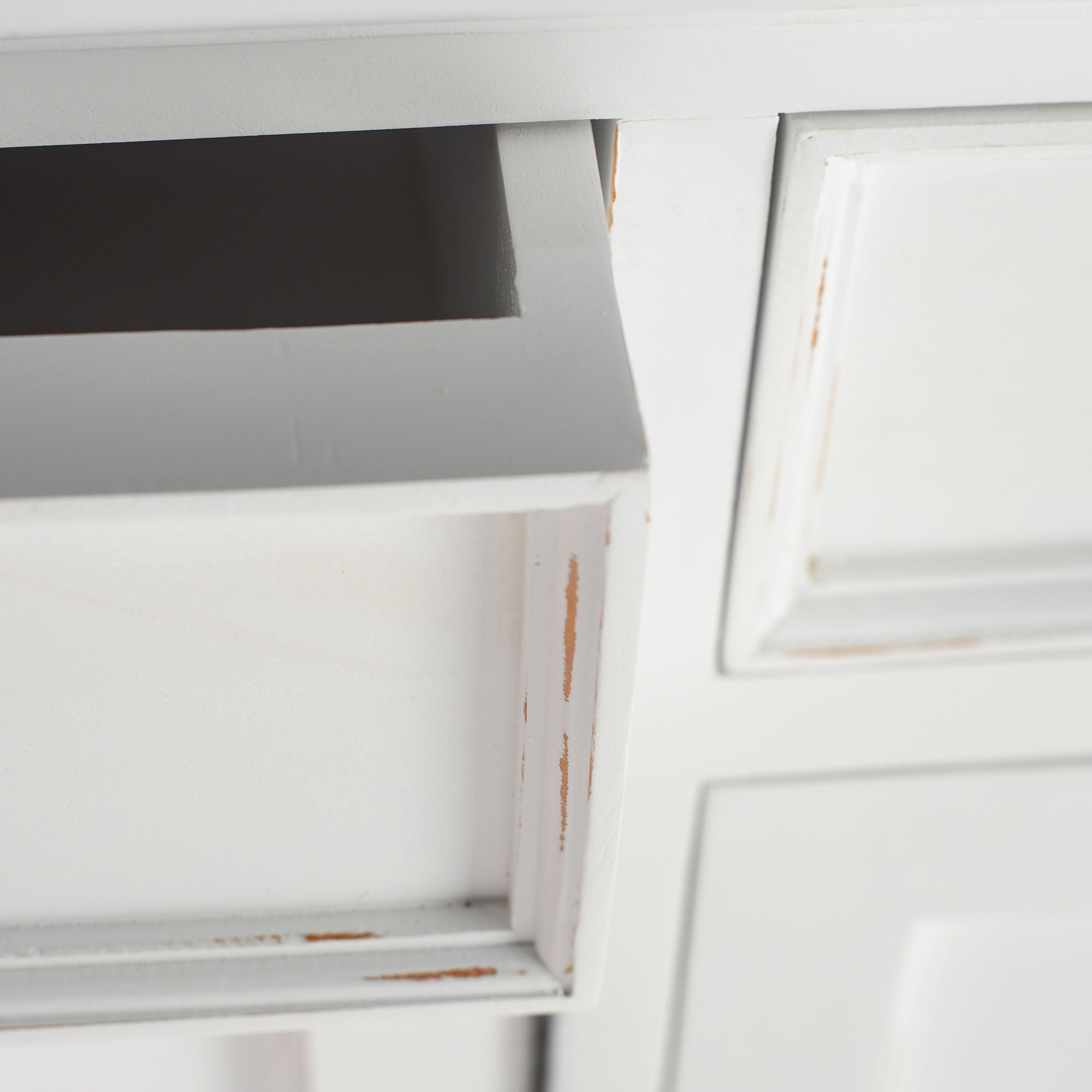 Buffet with 3 Drawers and 5 Doors - White Distress & Deep Brown