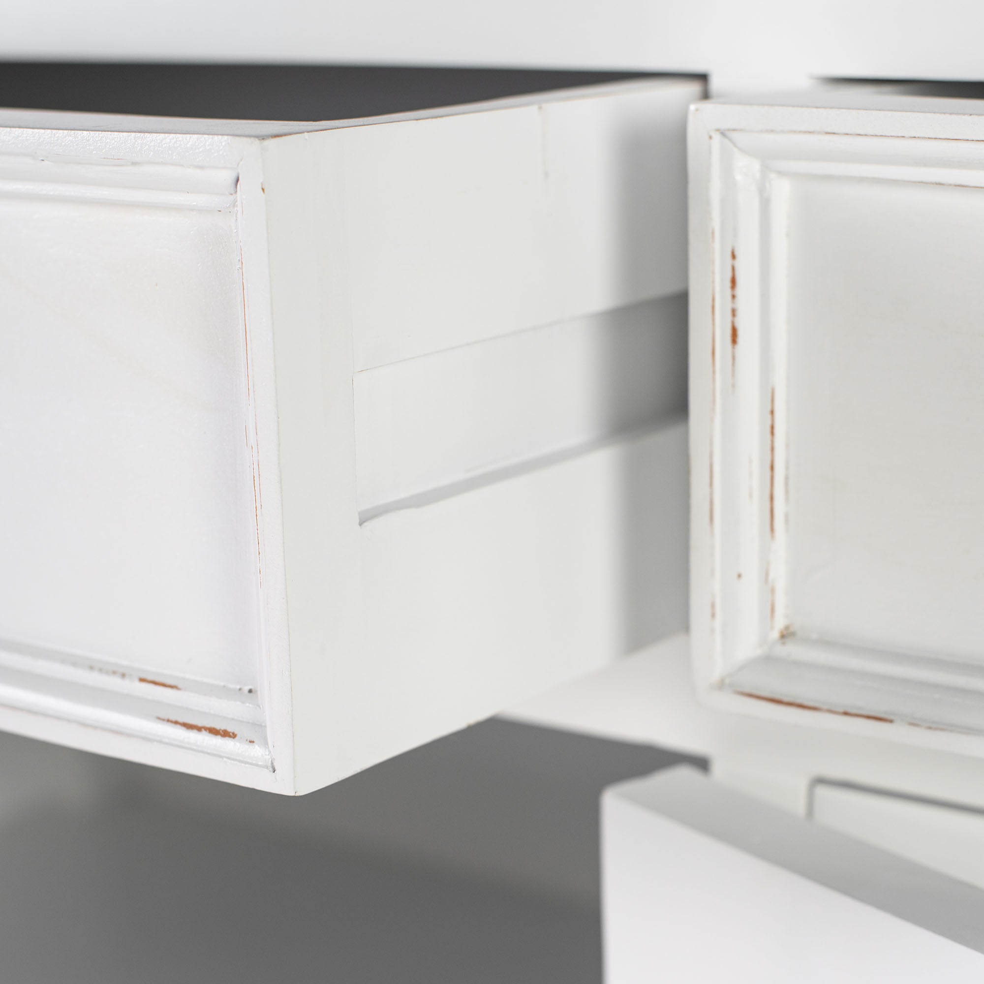 Buffet with 3 Drawers and 5 Doors - White Distress & Deep Brown