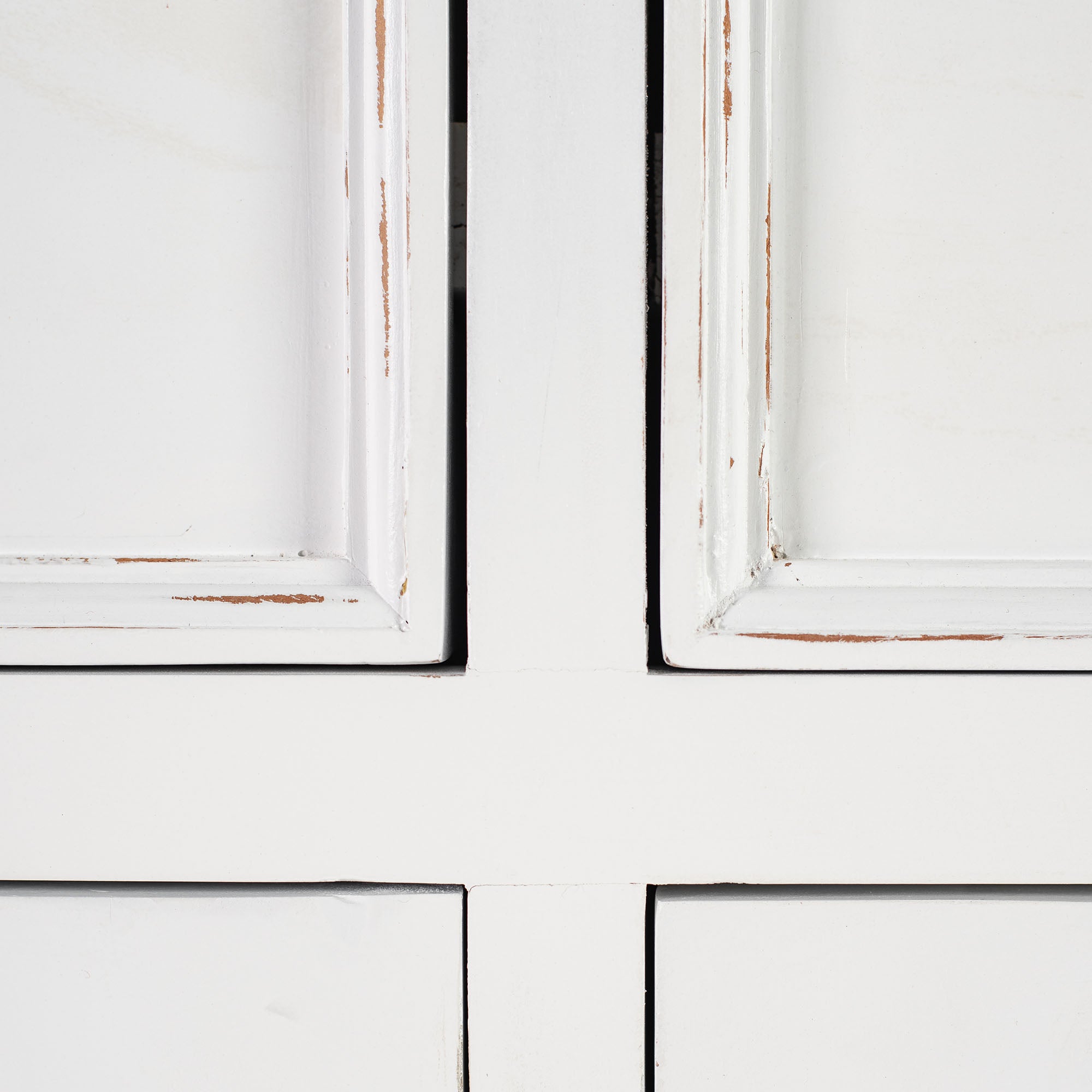 Buffet with 3 Drawers and 5 Doors - White Distress & Deep Brown