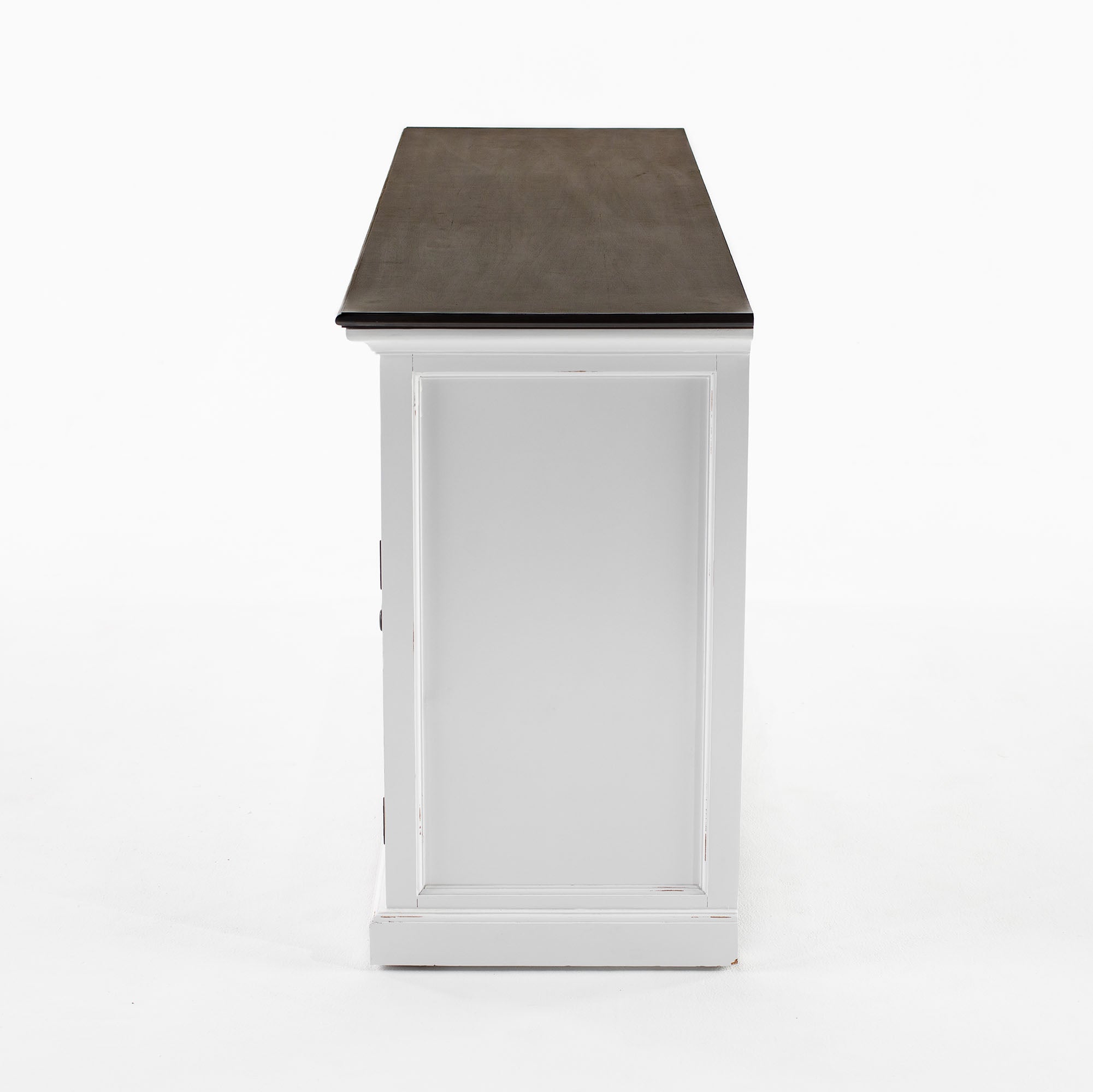 Buffet with 3 Drawers and 5 Doors - White Distress & Deep Brown