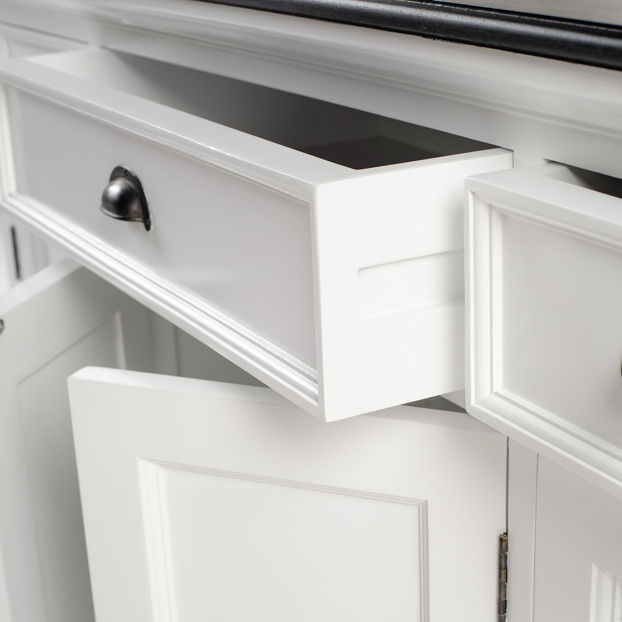 Buffet with 4 Doors 3 Drawers - Classic White & Black