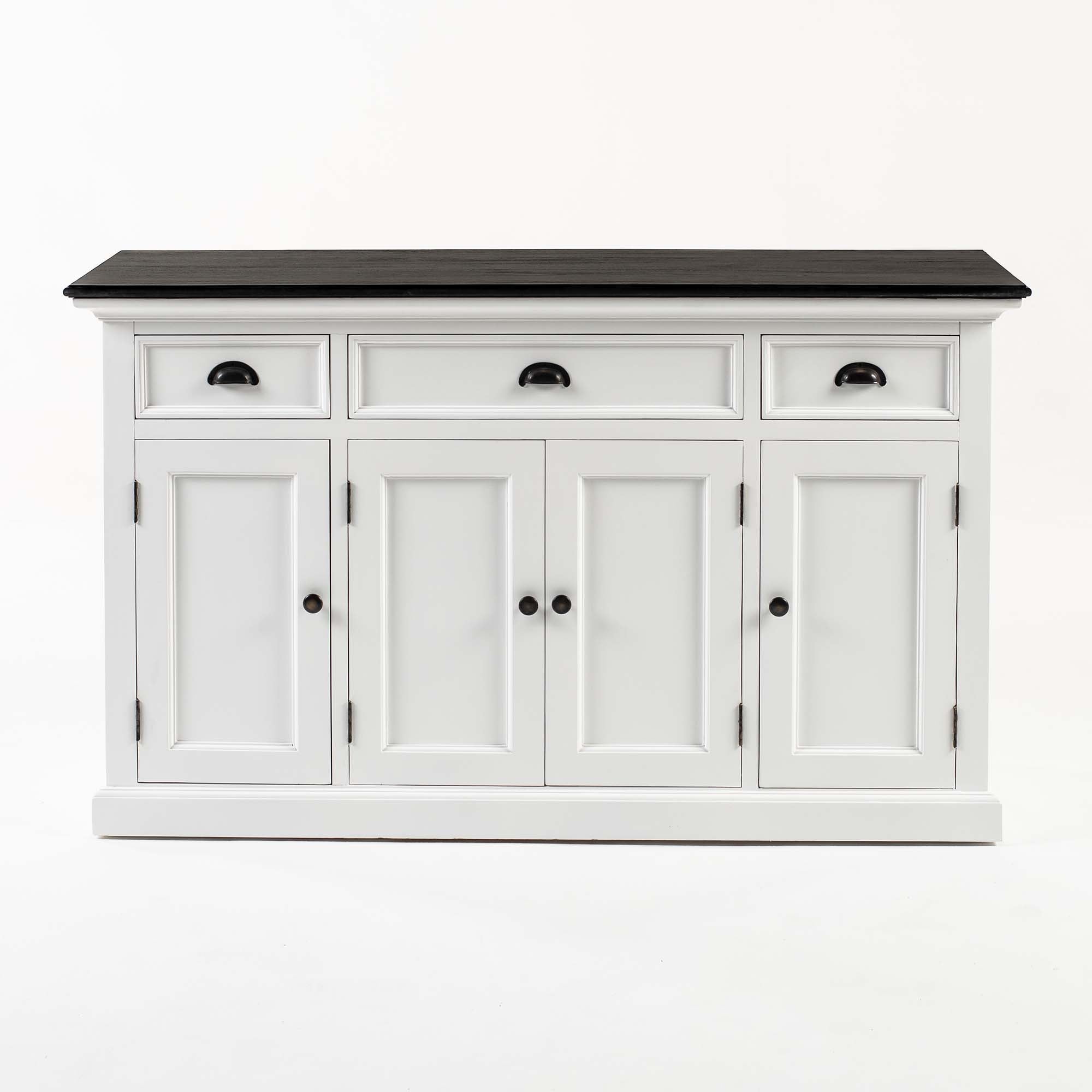 Buffet with 4 Doors 3 Drawers - Classic White & Black