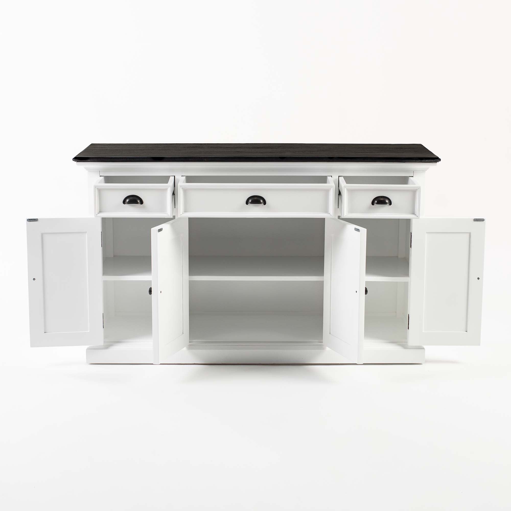 Buffet with 4 Doors 3 Drawers - Classic White & Black