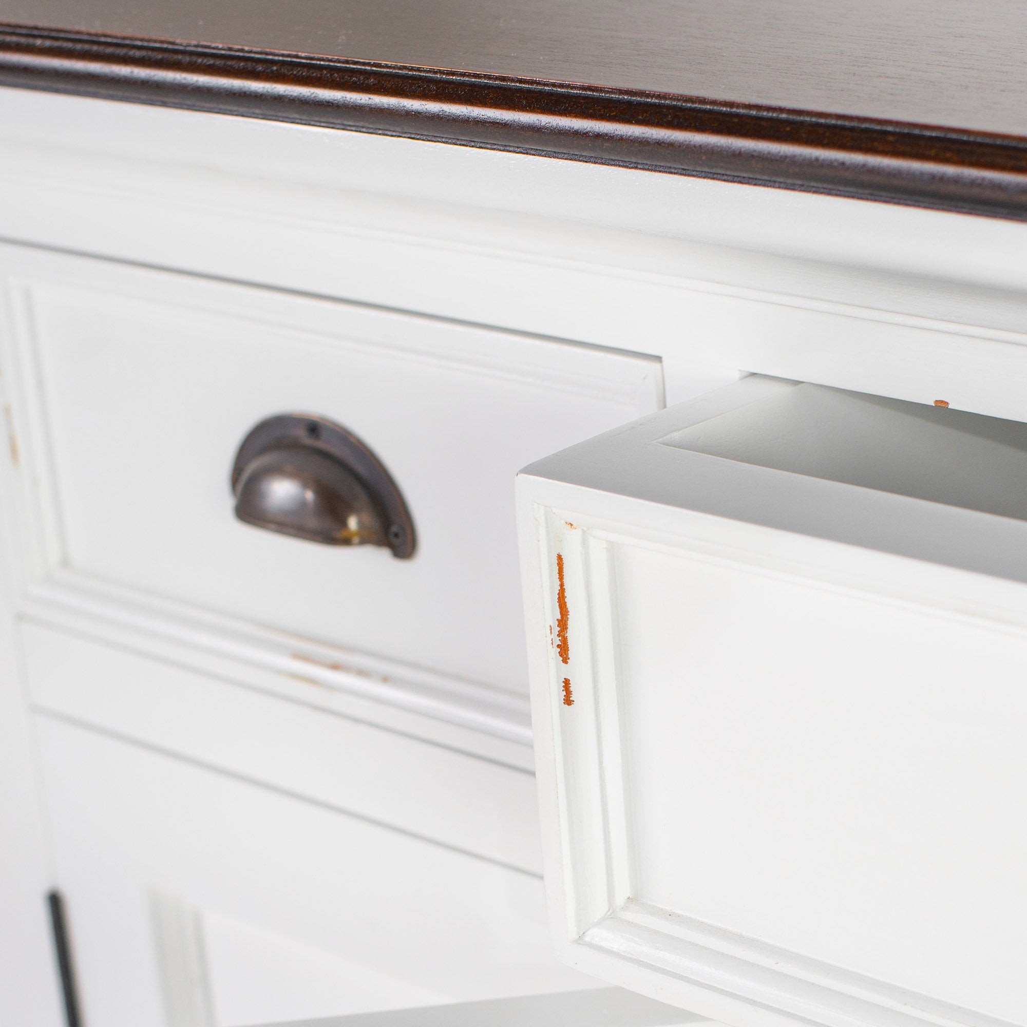 Halifax Accent Buffet with 4 Doors 3 Drawers - White Distress & Deep Brown