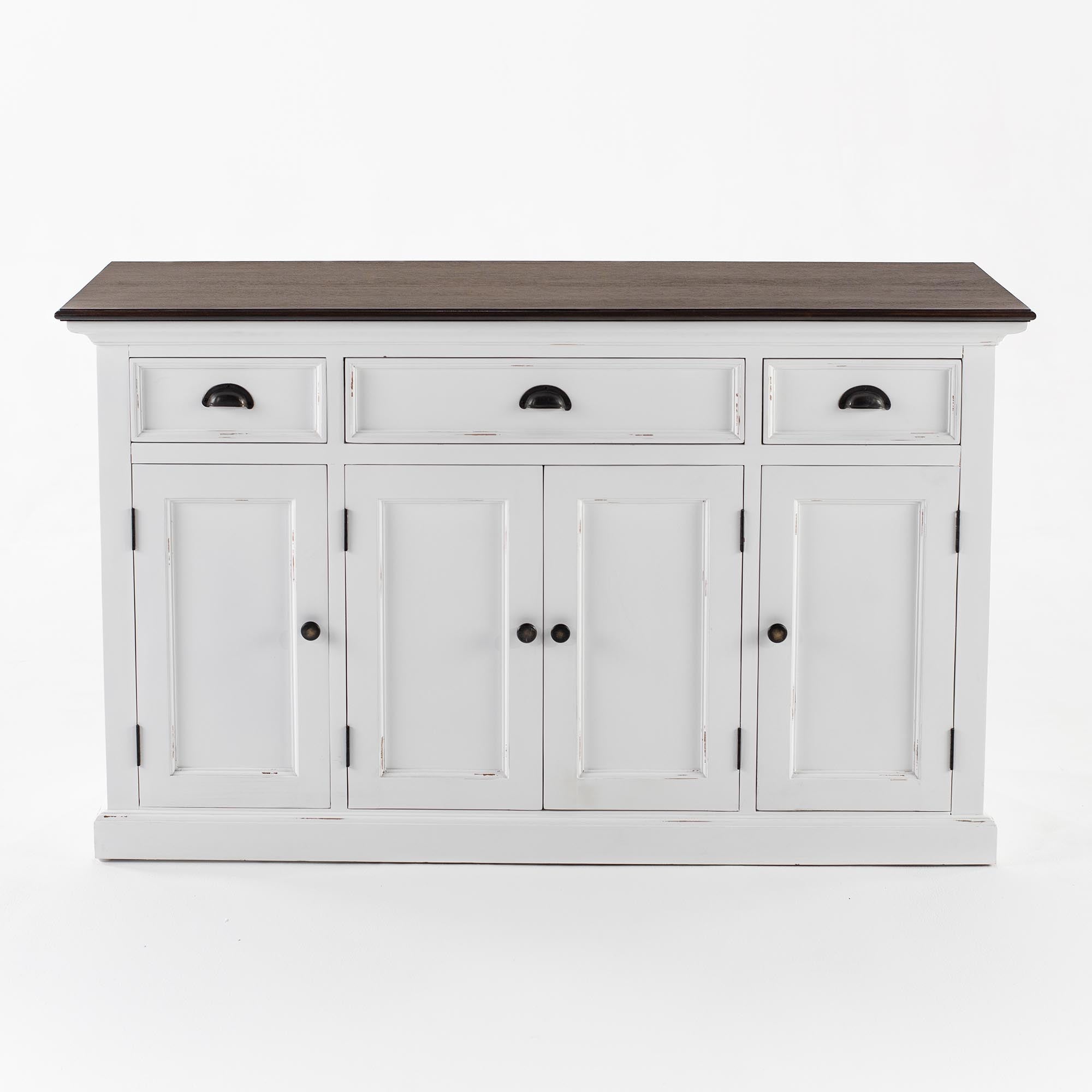 Halifax Accent Buffet with 4 Doors 3 Drawers - White Distress & Deep Brown
